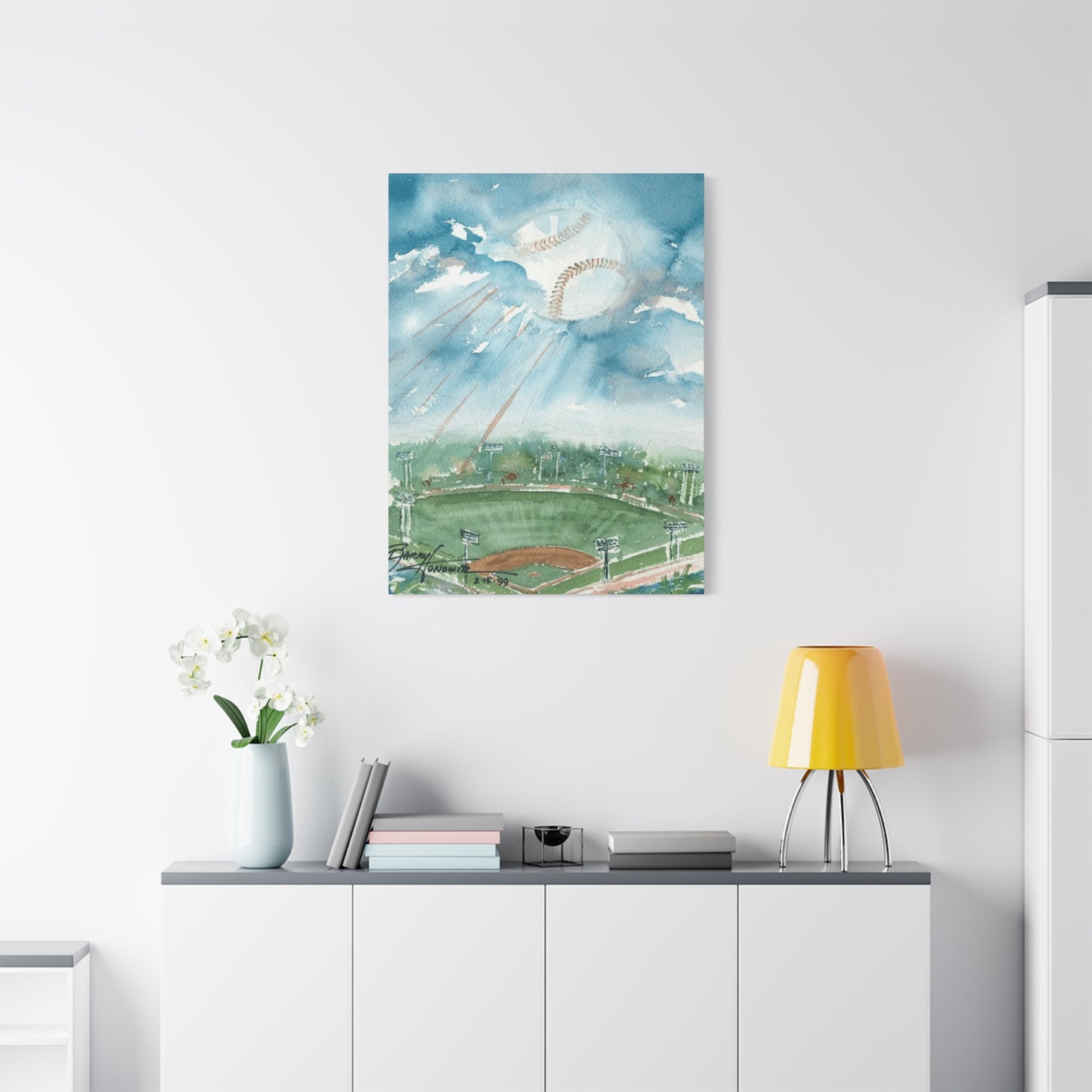 Baseball Water Painting Wall Art & Canvas Prints