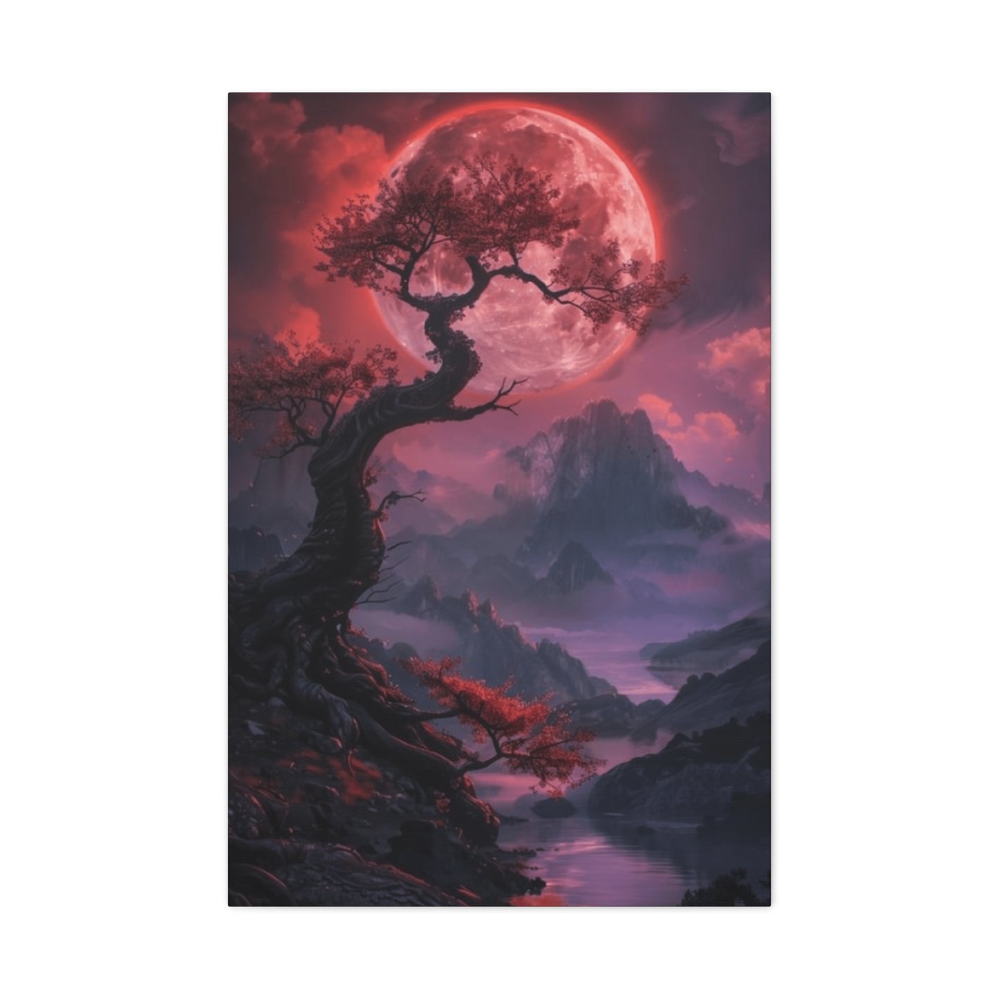 Red Moon and Tree Wall Art & Canvas Prints