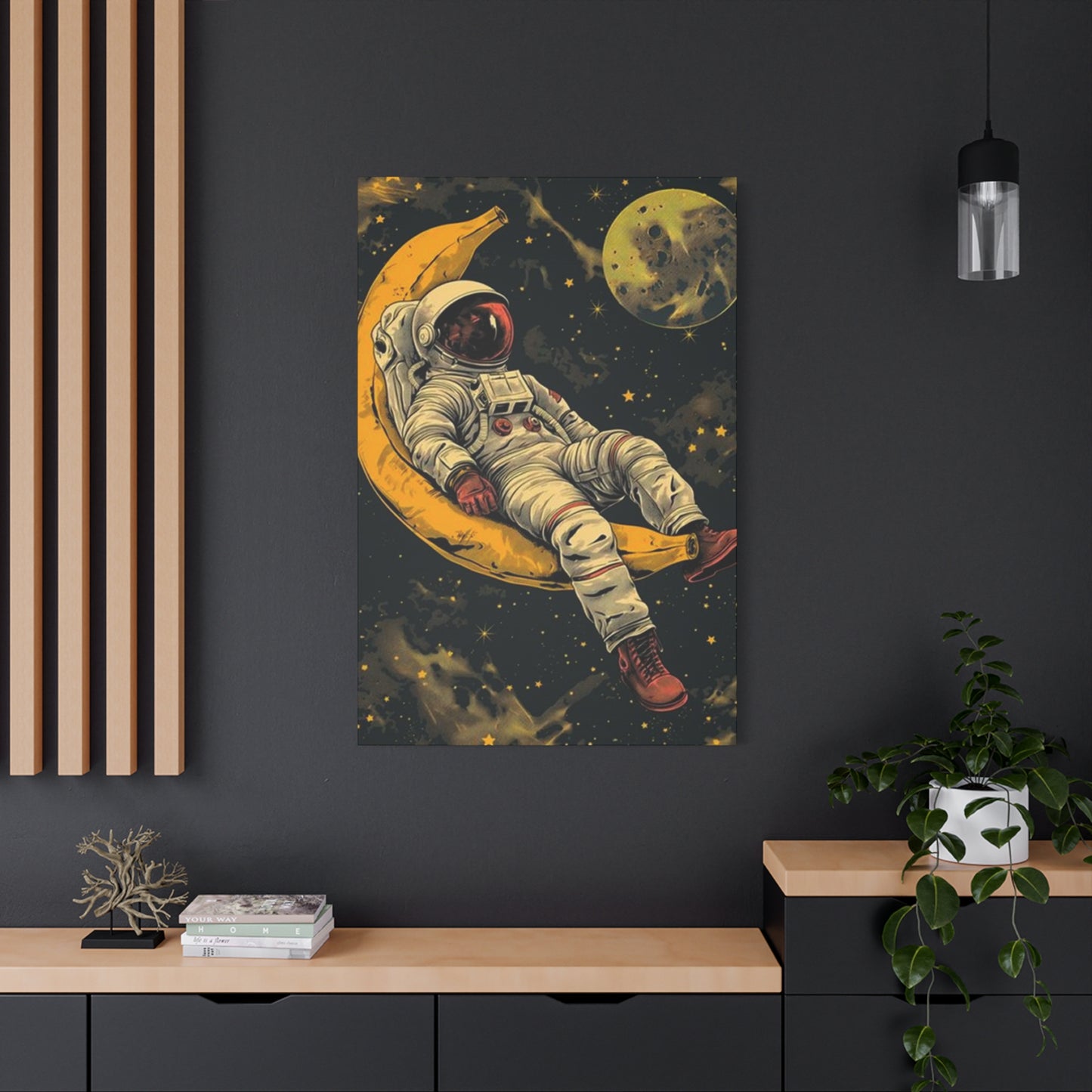 Astronaut On Banana In Space Wall Art & Canvas Prints