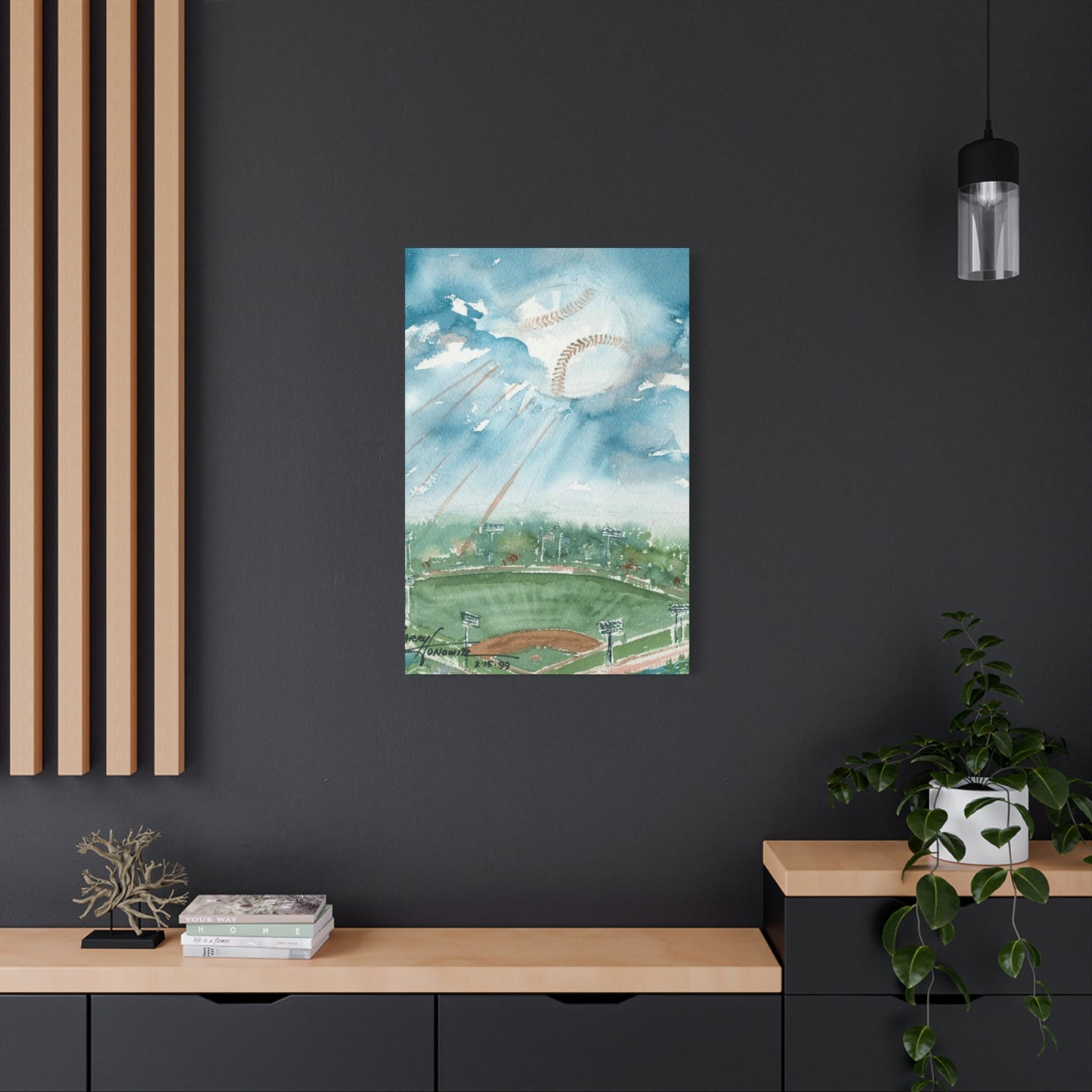Baseball Water Painting Wall Art & Canvas Prints