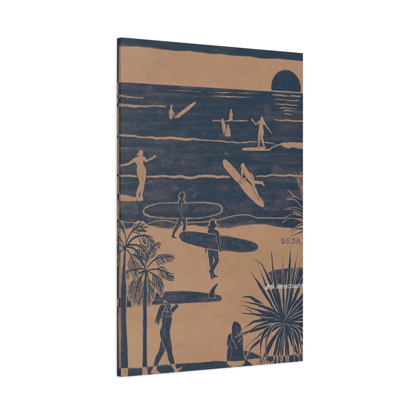 Beach Surfing Painting Wall Art & Canvas Prints