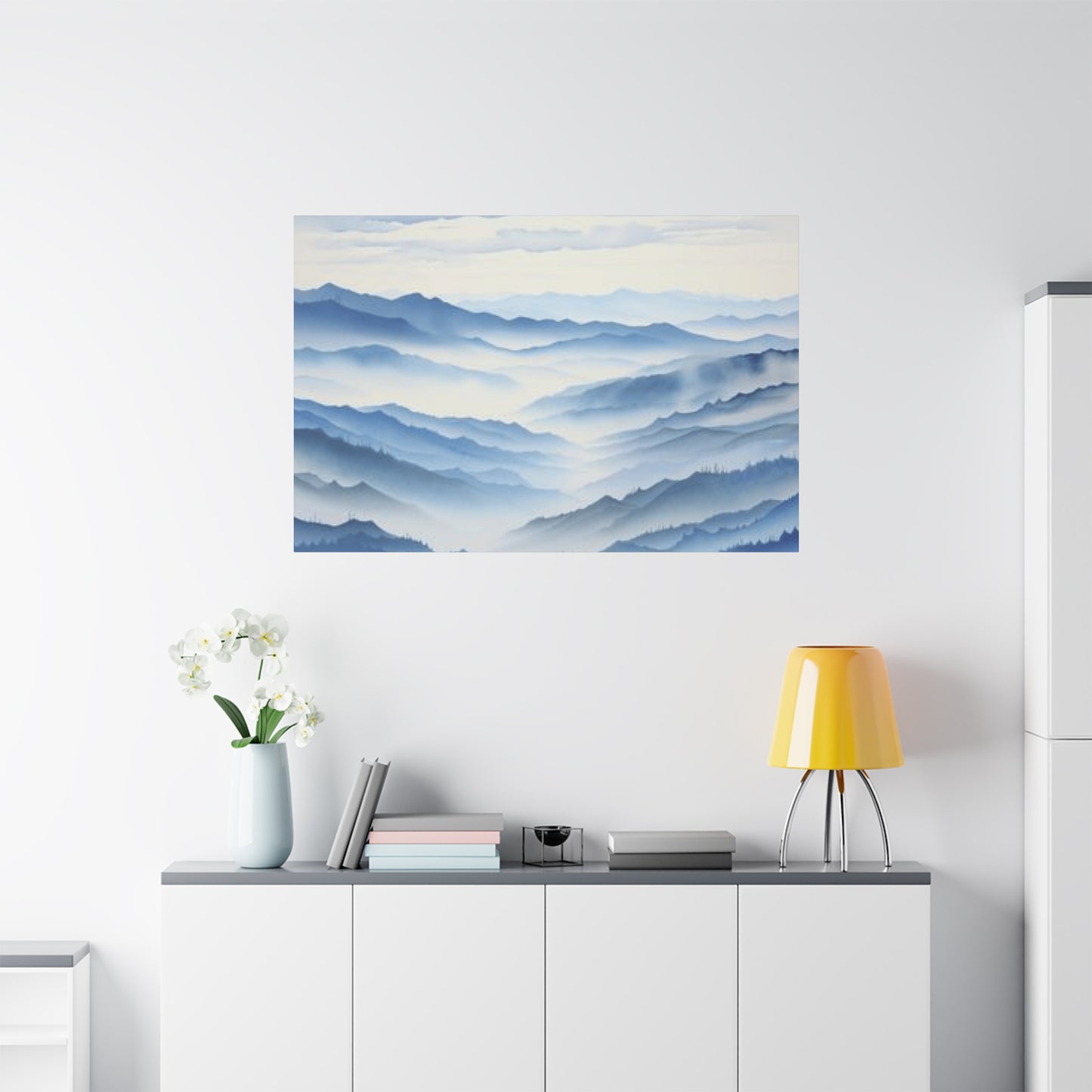 Blue Clouds and Ridge Painting Wall Art & Canvas Prints