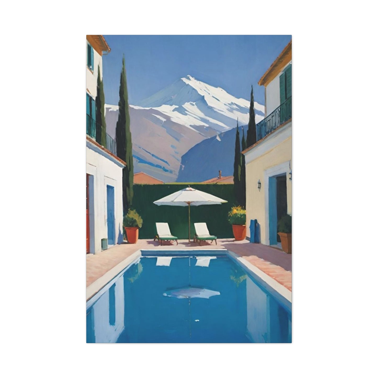 Swimming Pool In Resort With Mountain View Wall Art & Canvas Prints