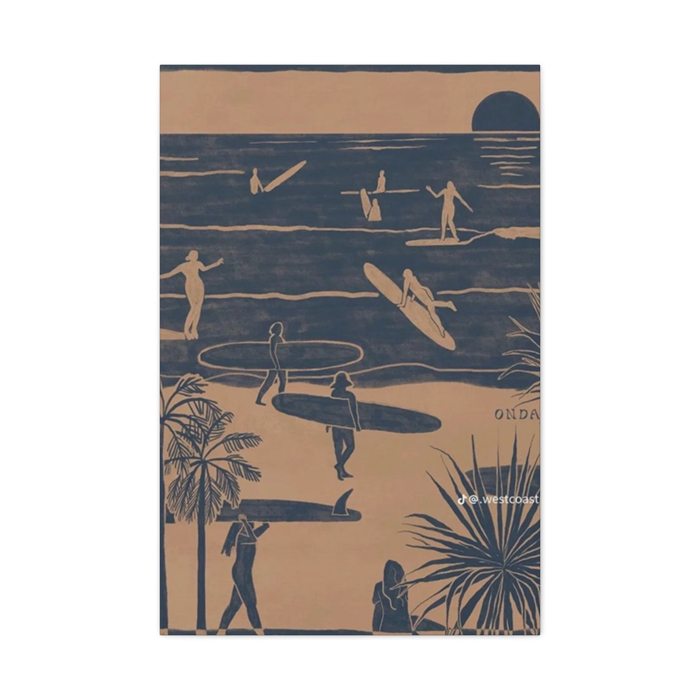 Beach Surfing Painting Wall Art & Canvas Prints