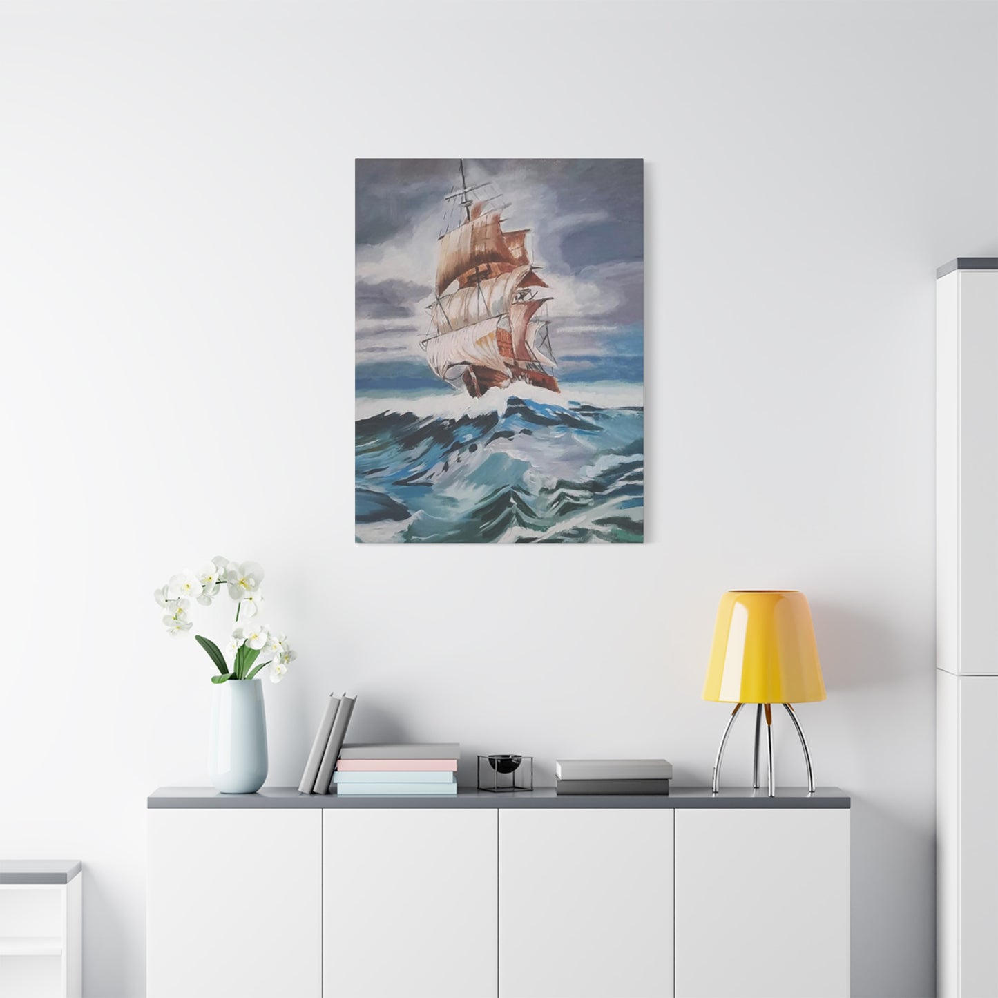 Large Vintage Ship In Waves Wall Art & Canvas Prints