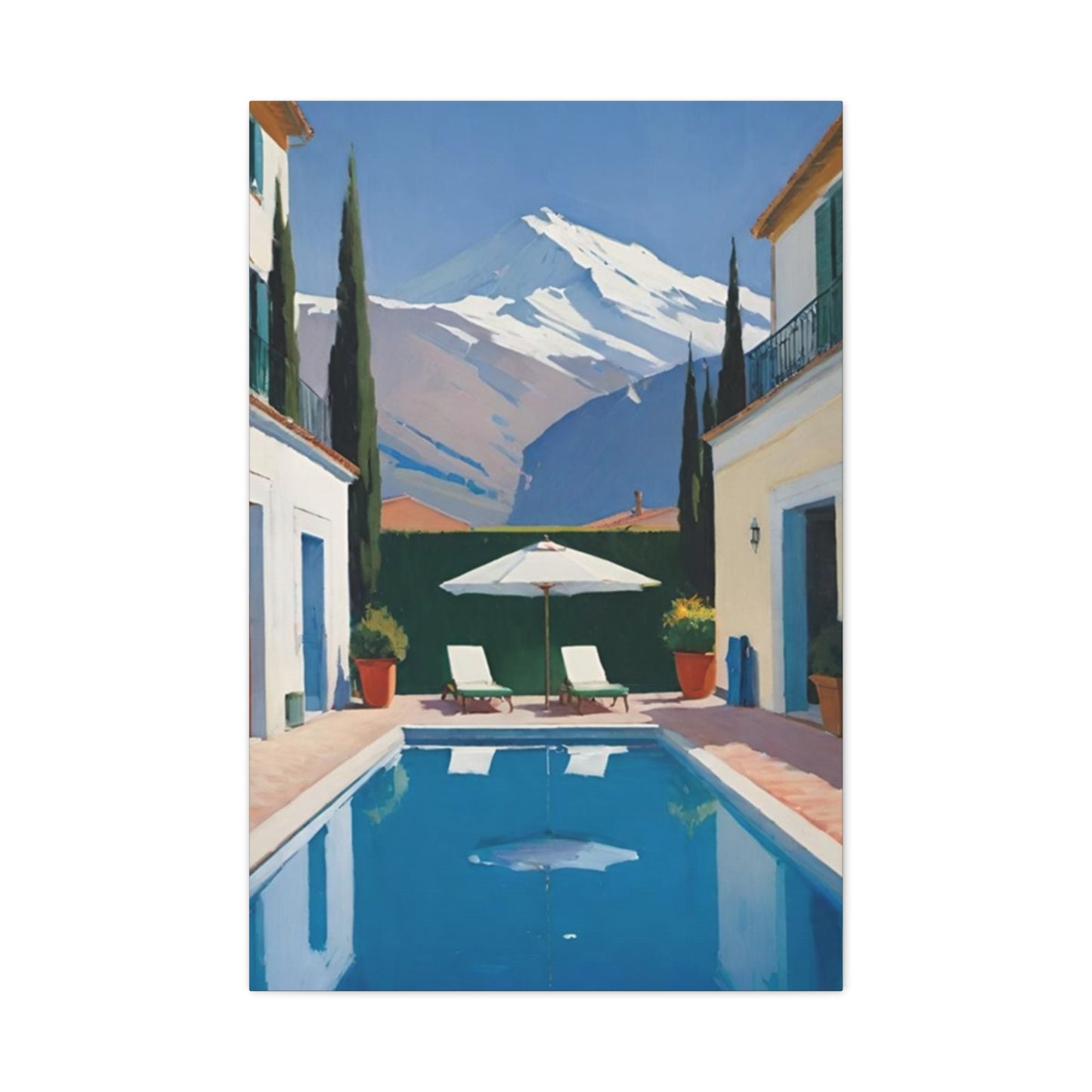Swimming Pool In Resort With Mountain View Wall Art & Canvas Prints