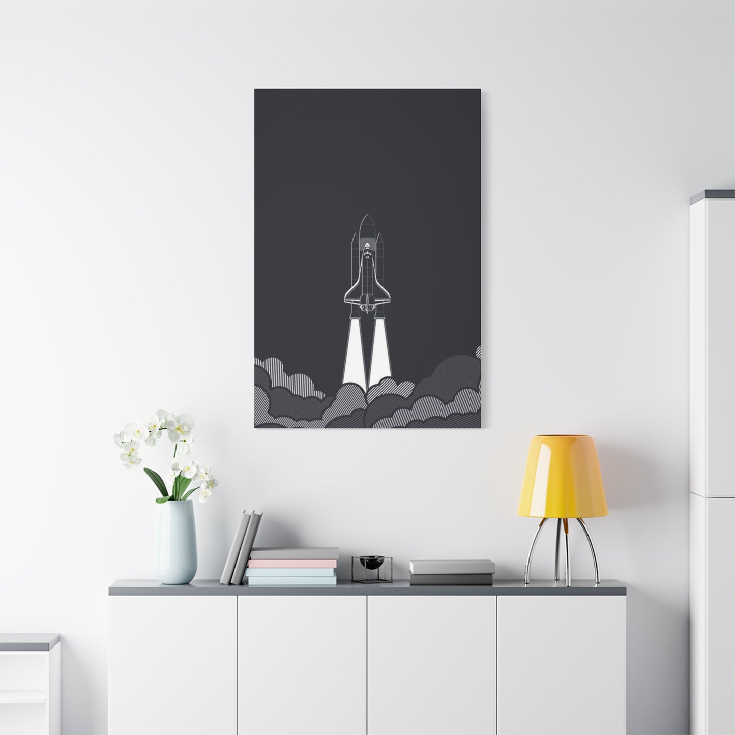 Dark Rocket Launch Poster Wall Art & Canvas Prints