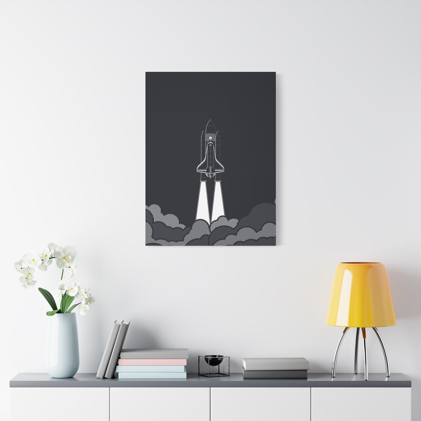 Dark Rocket Launch Poster Wall Art & Canvas Prints