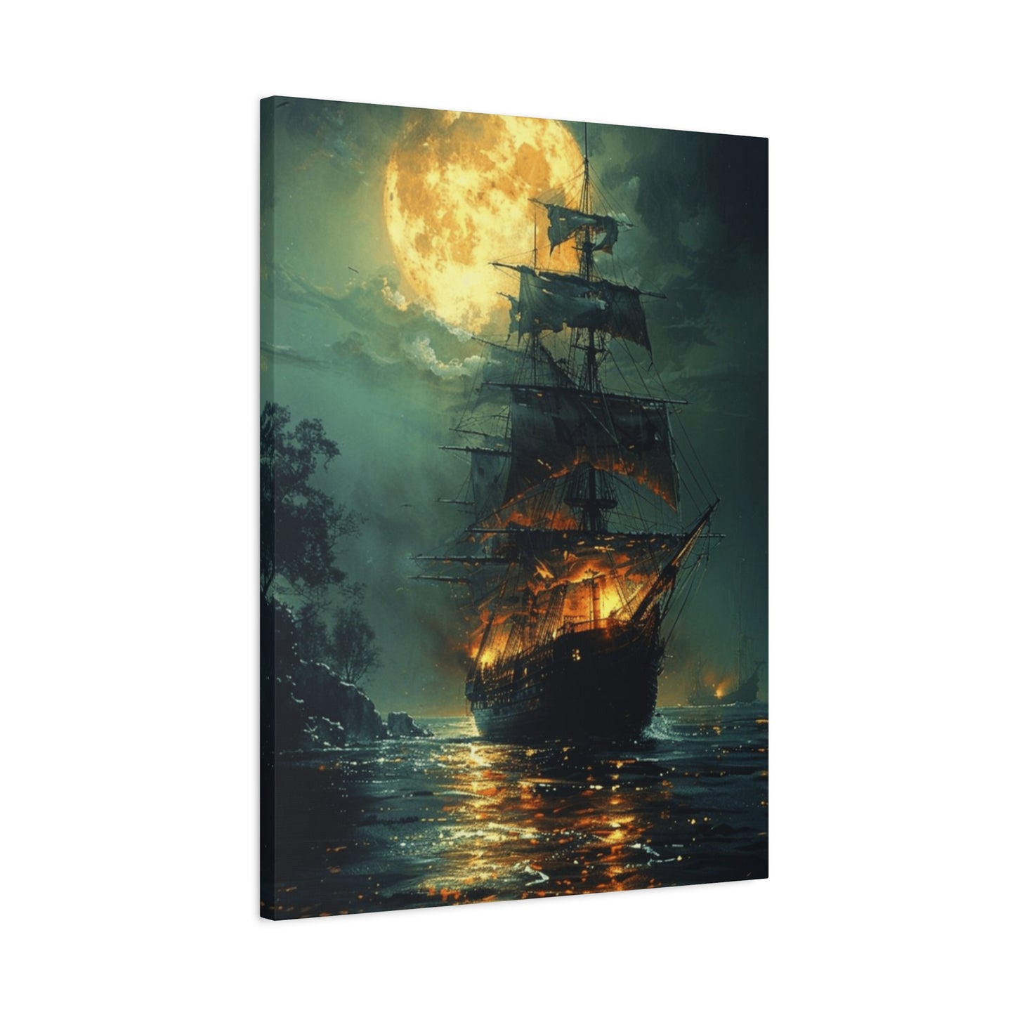 Pirate Ship in Moonlight Wall Art & Canvas Prints