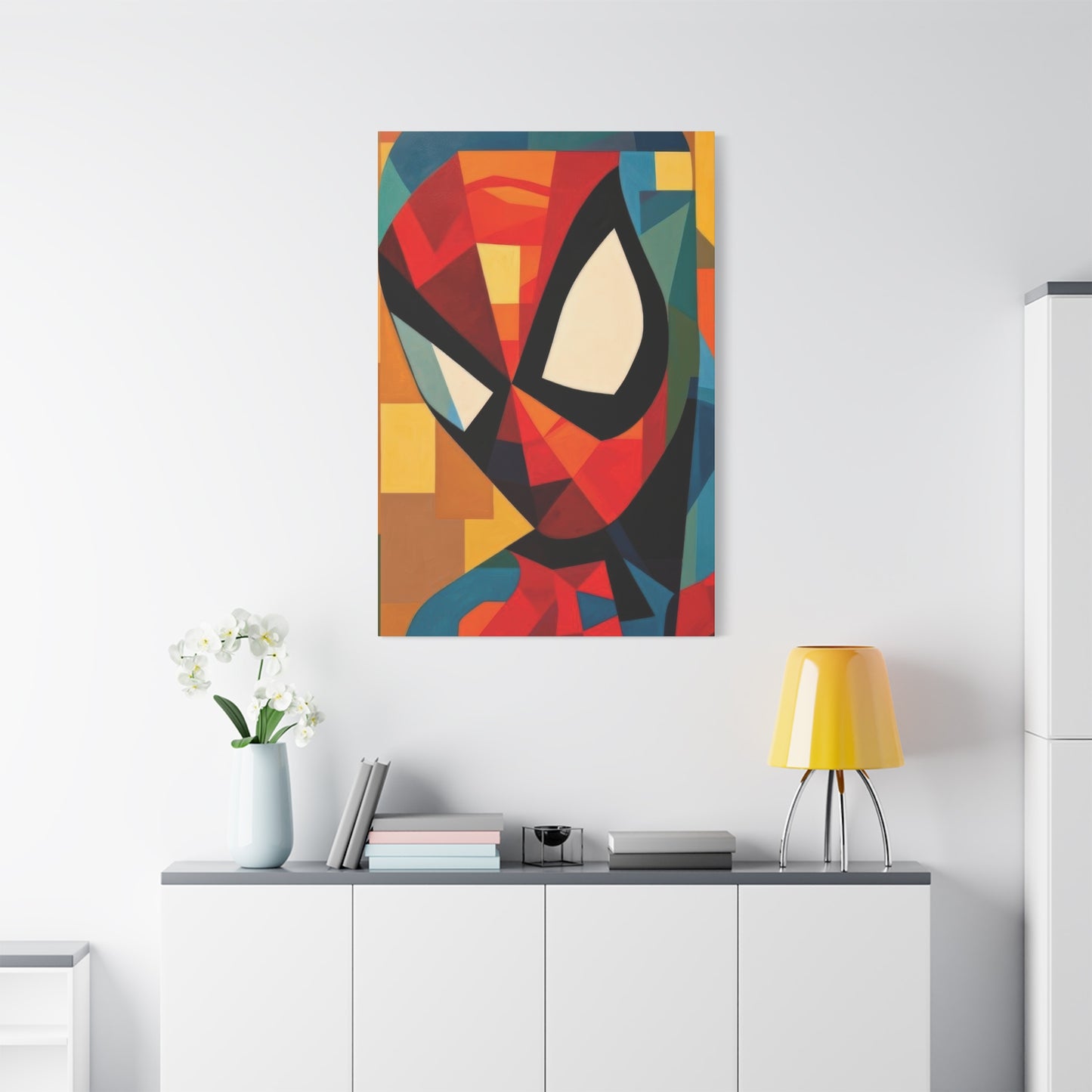 Spiderman Closeup Cubism Wall Art & Canvas Prints