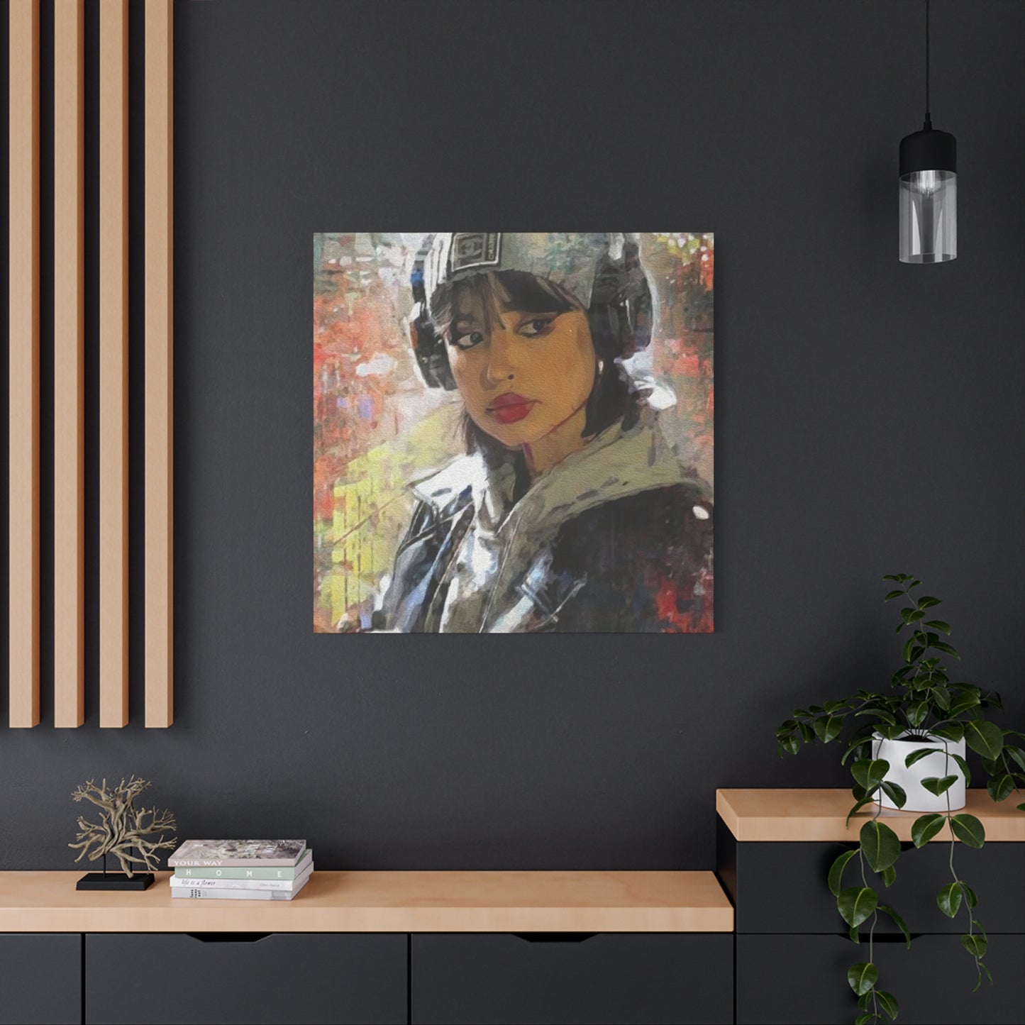 Girl Wearing Headphones Wall Art & Canvas Prints