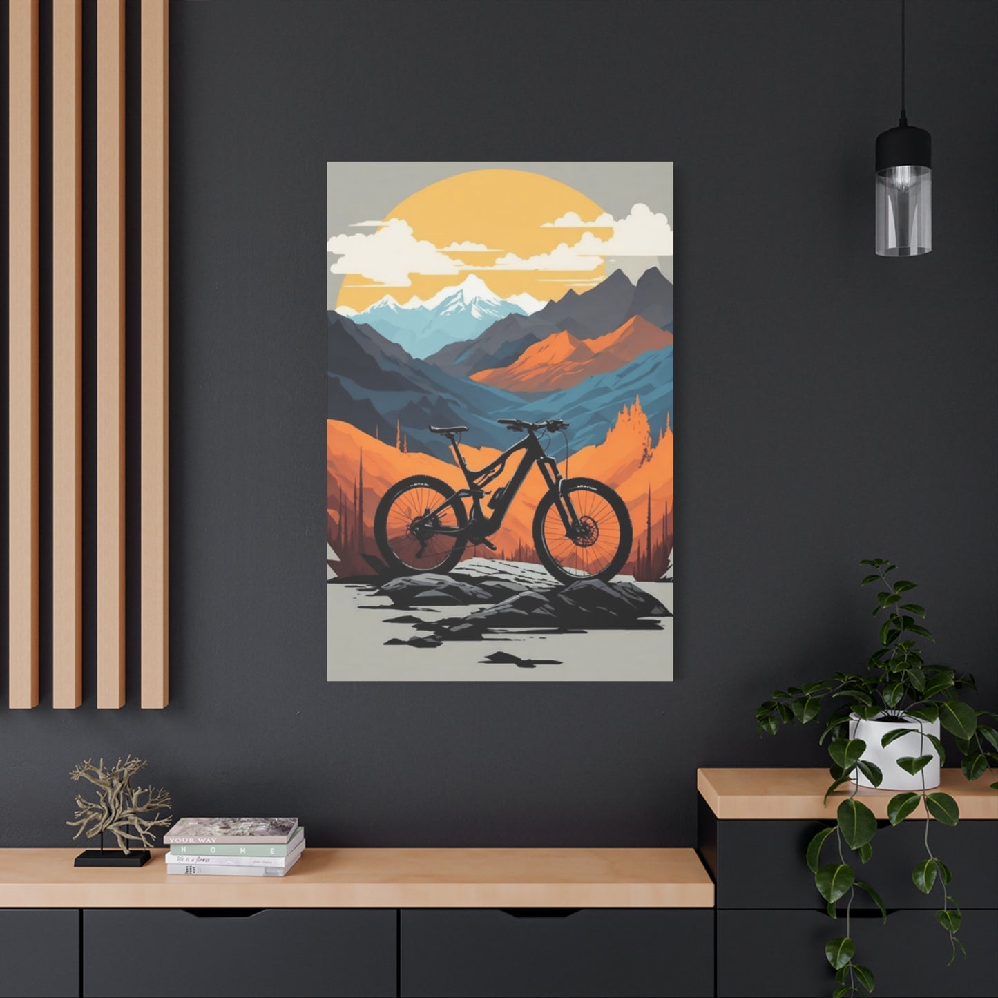 Bicycle in Sunset Painting Wall Art & Canvas Prints