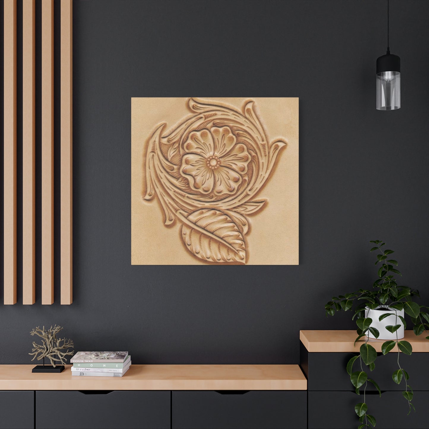 Flower On Leather Wall Art & Canvas Prints