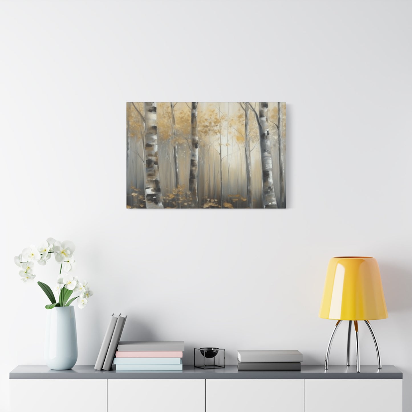 Dusky Birch Trees Painting Wall Art & Canvas Prints