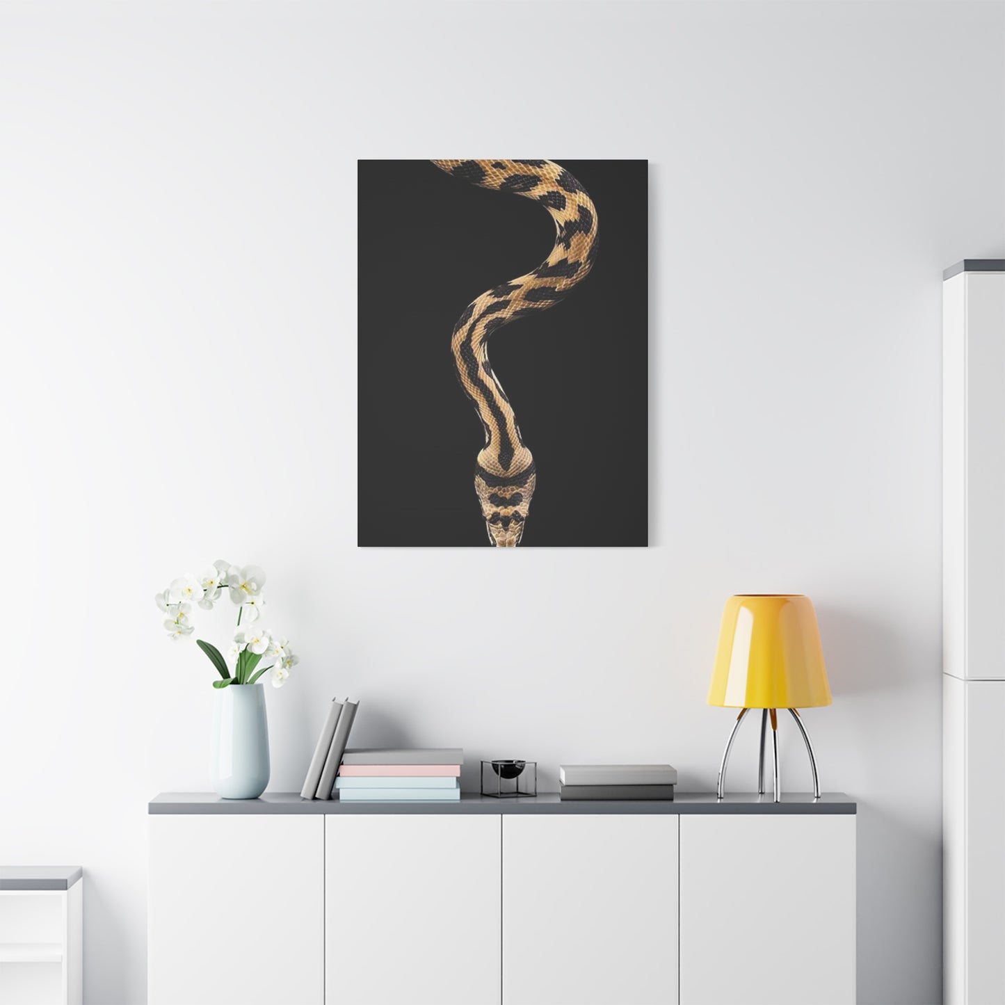 Snake On Black Poster Wall Art & Canvas Prints