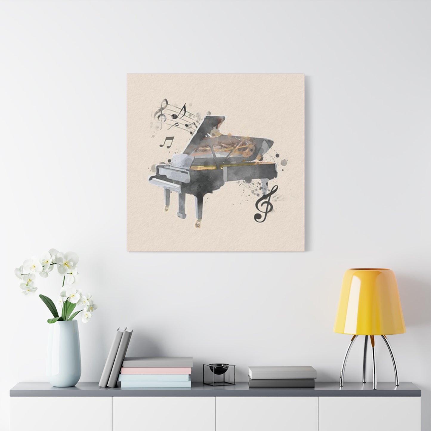 Grey Piano Painting Wall Art & Canvas Prints