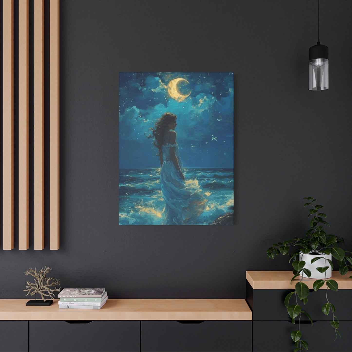 A Mermaid At Night In The Moonlight Wall Art & Canvas Prints