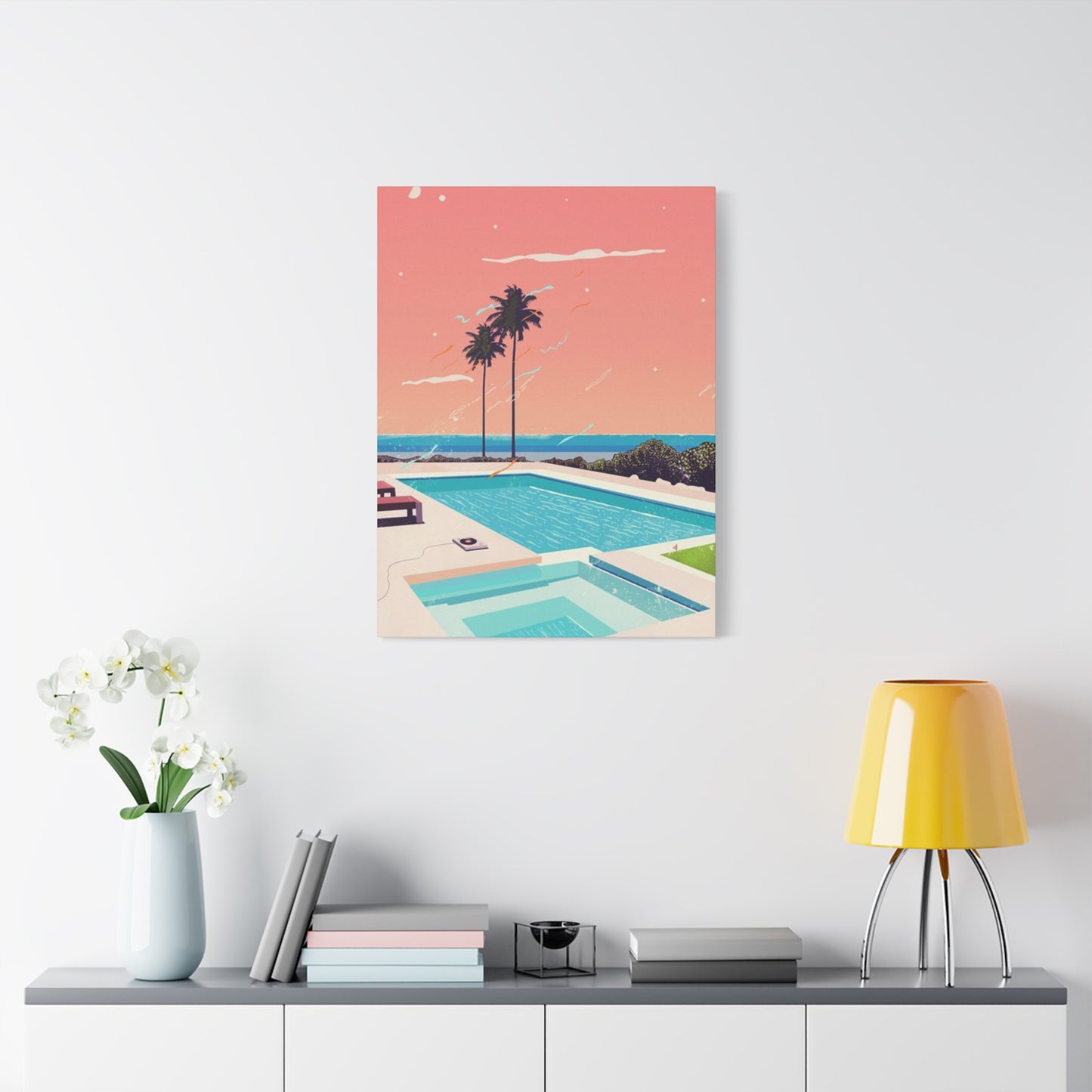 Swimming Pool In Resort With A Sunset Wall Art & Canvas Prints