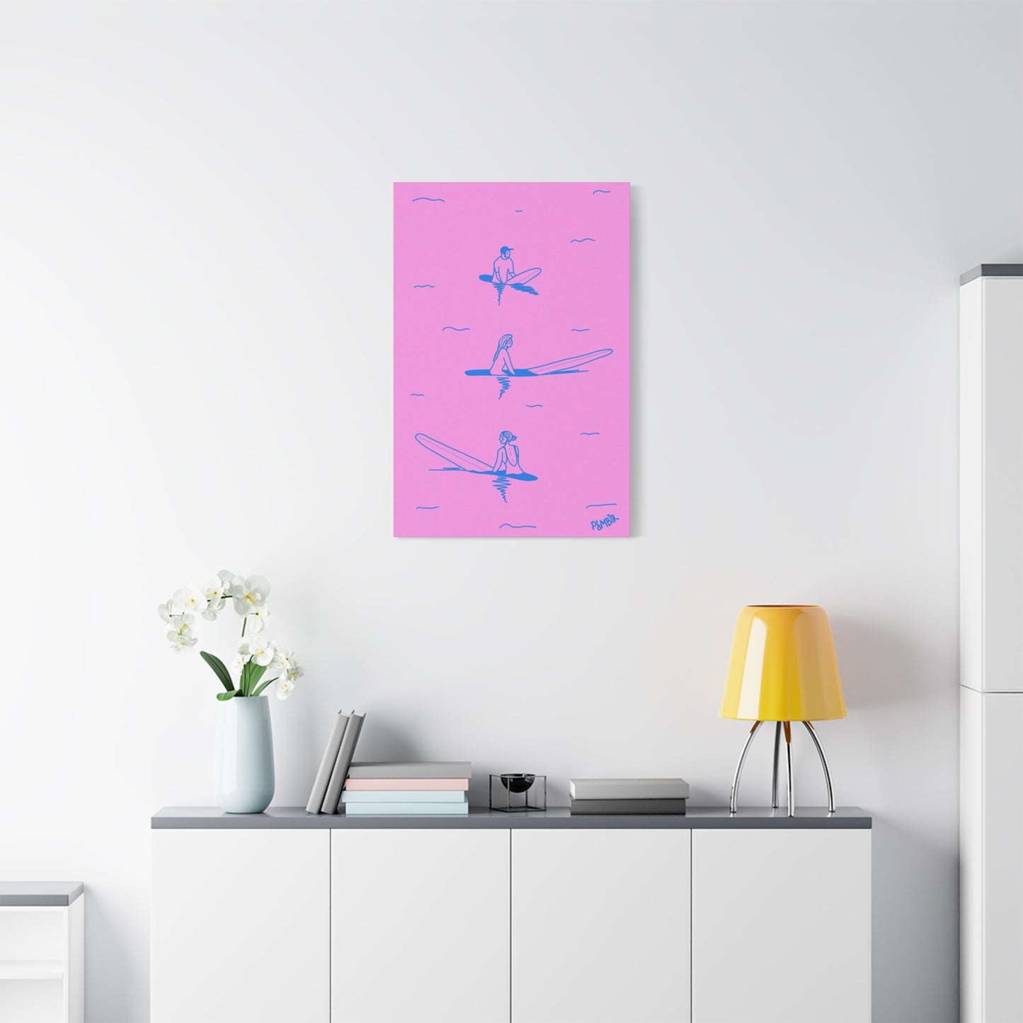 Surfing In Ocean Painting Wall Art & Canvas Prints