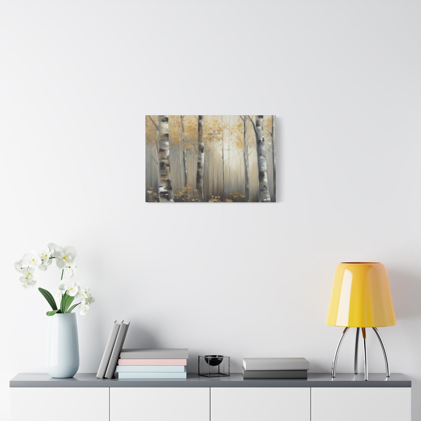 Dusky Birch Trees Painting Wall Art & Canvas Prints