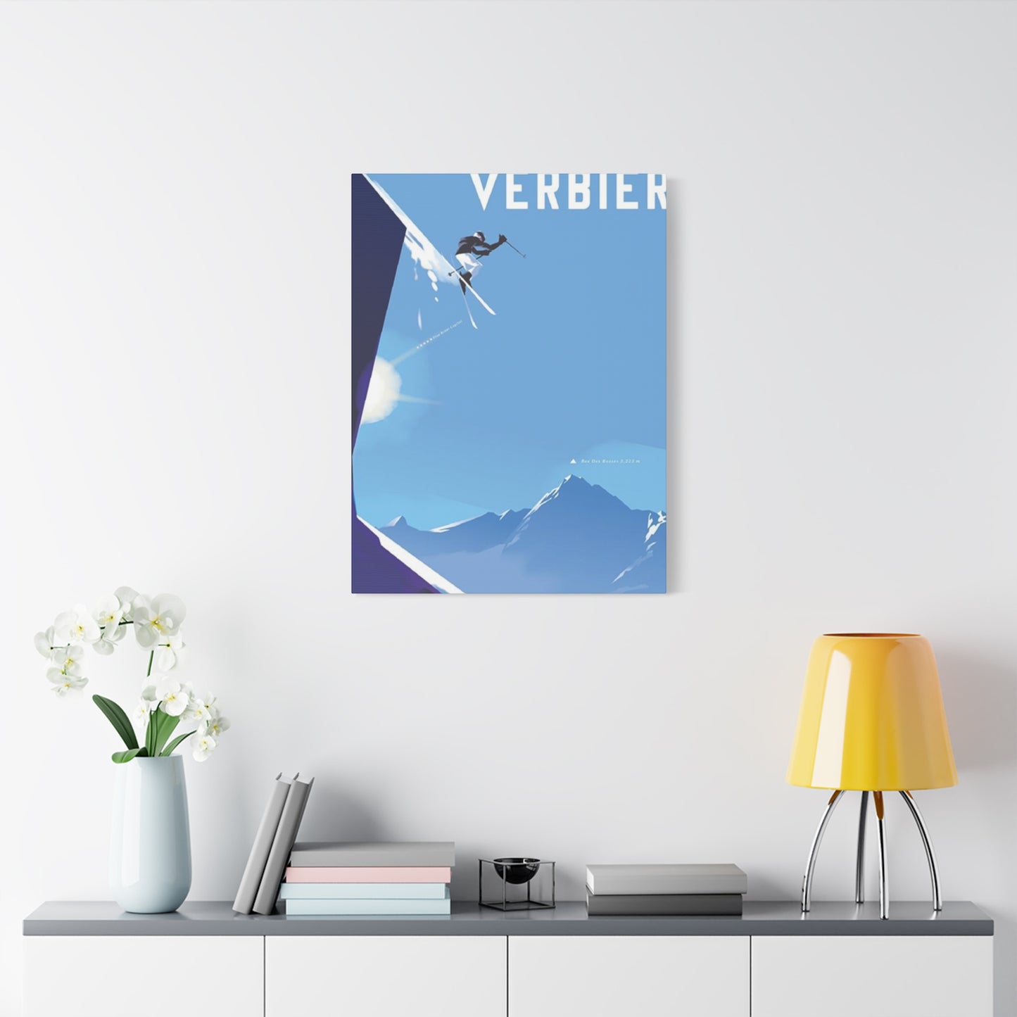 Skiing At The Cliff Wall Art & Canvas Prints