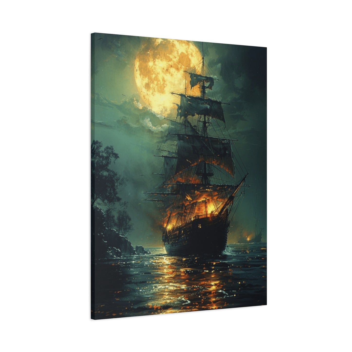 Pirate Ship in Moonlight Wall Art & Canvas Prints