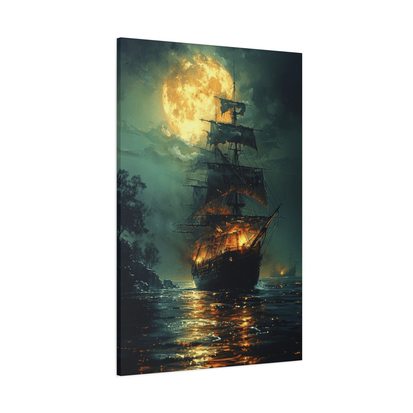Pirate Ship in Moonlight Wall Art & Canvas Prints