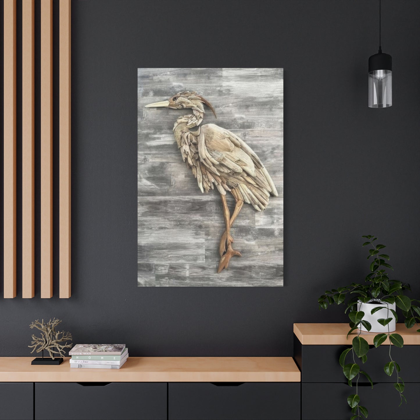 Driftwood Crane Wall Art & Canvas Prints