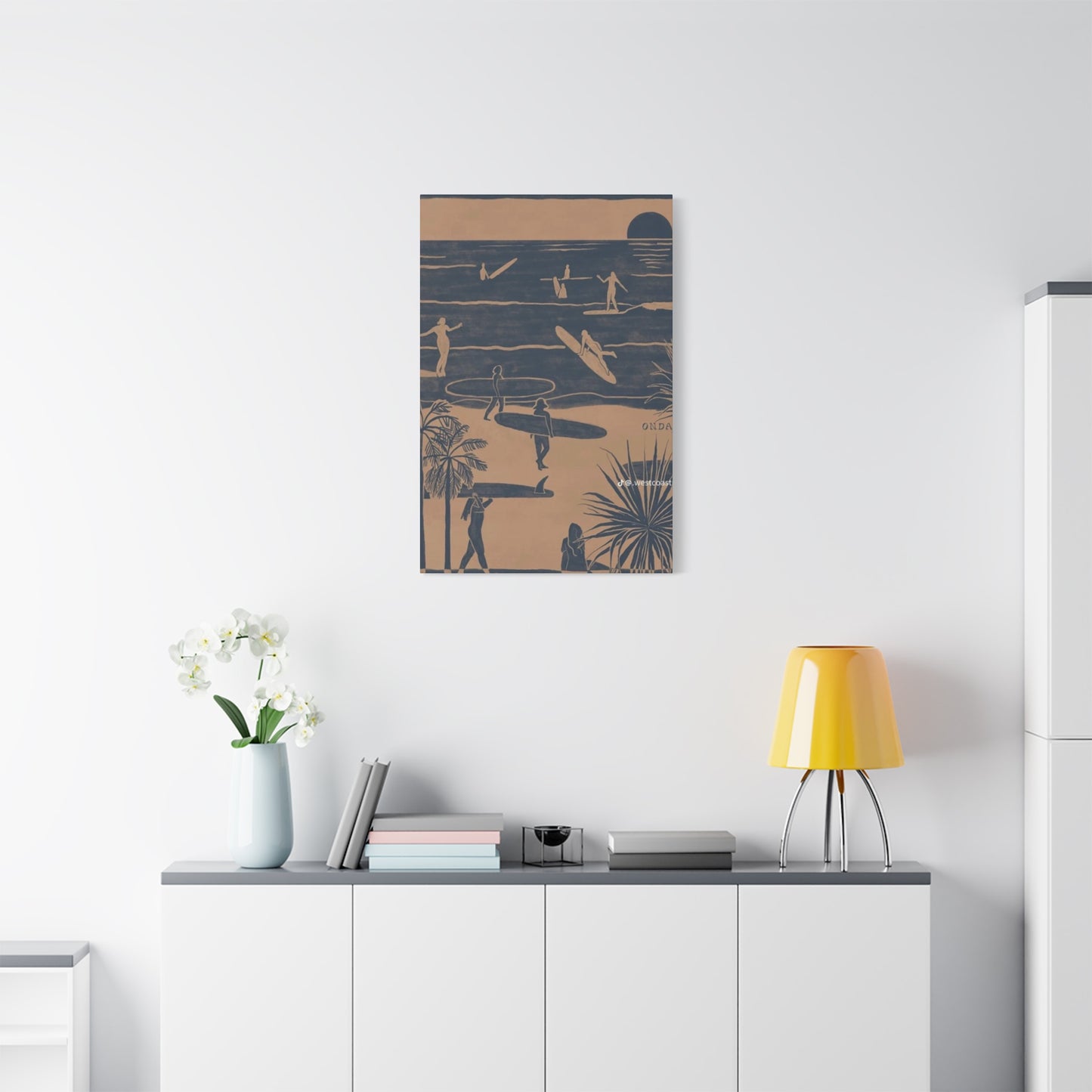 Beach Surfing Painting Wall Art & Canvas Prints