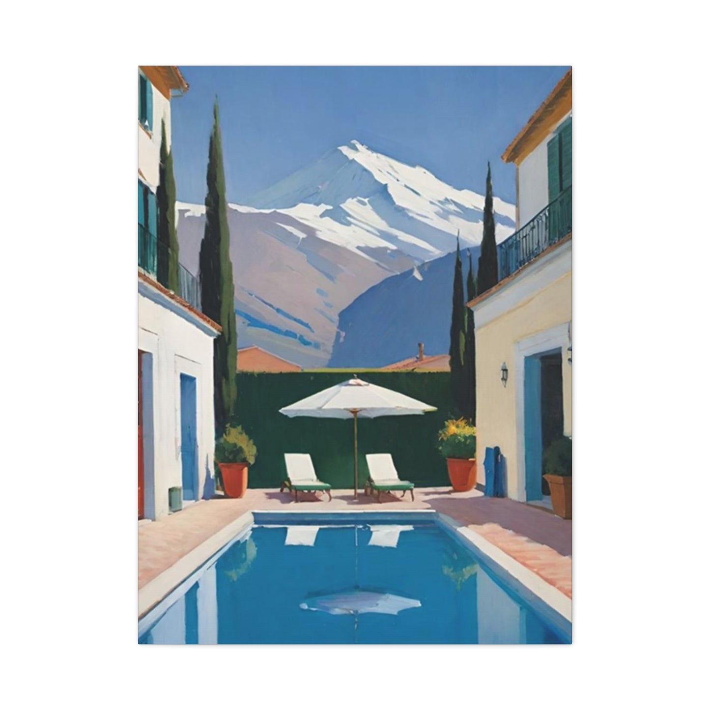 Swimming Pool In Resort With Mountain View Wall Art & Canvas Prints