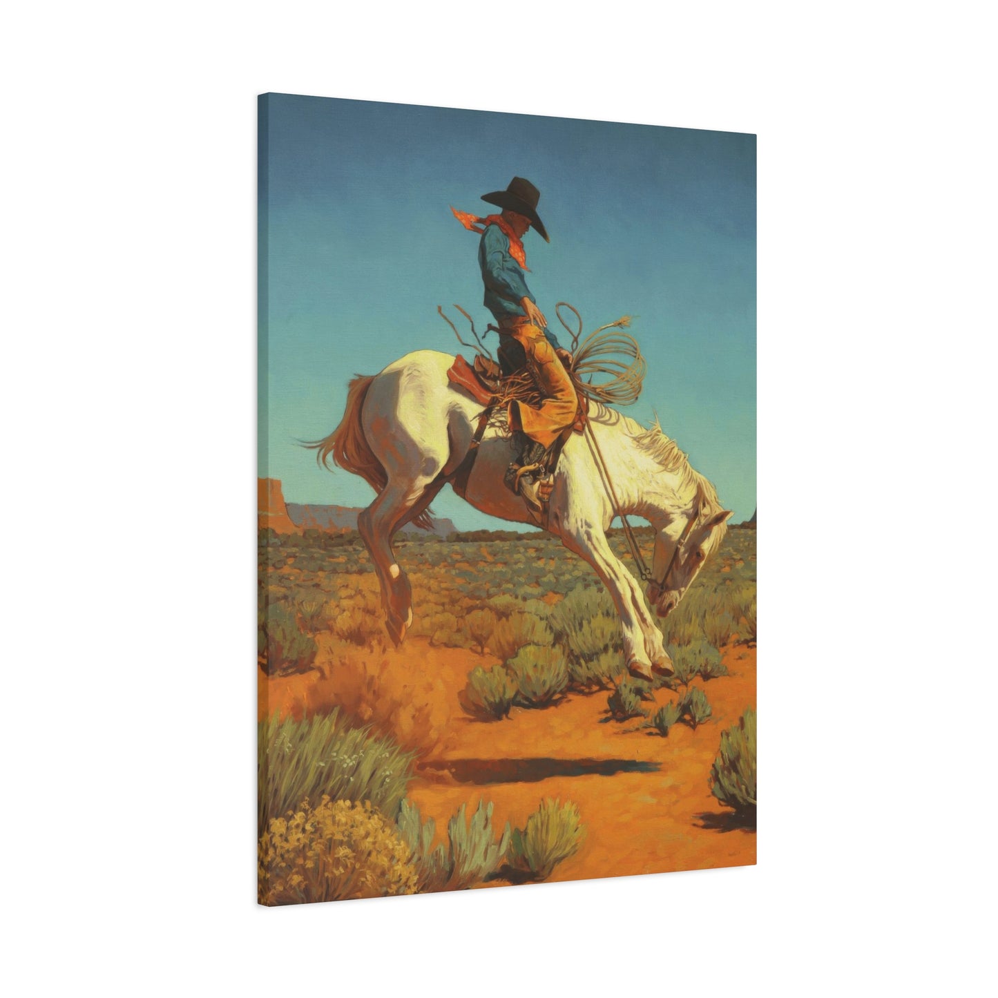 Cowboy On Jumping Horse Wall Art & Canvas Prints