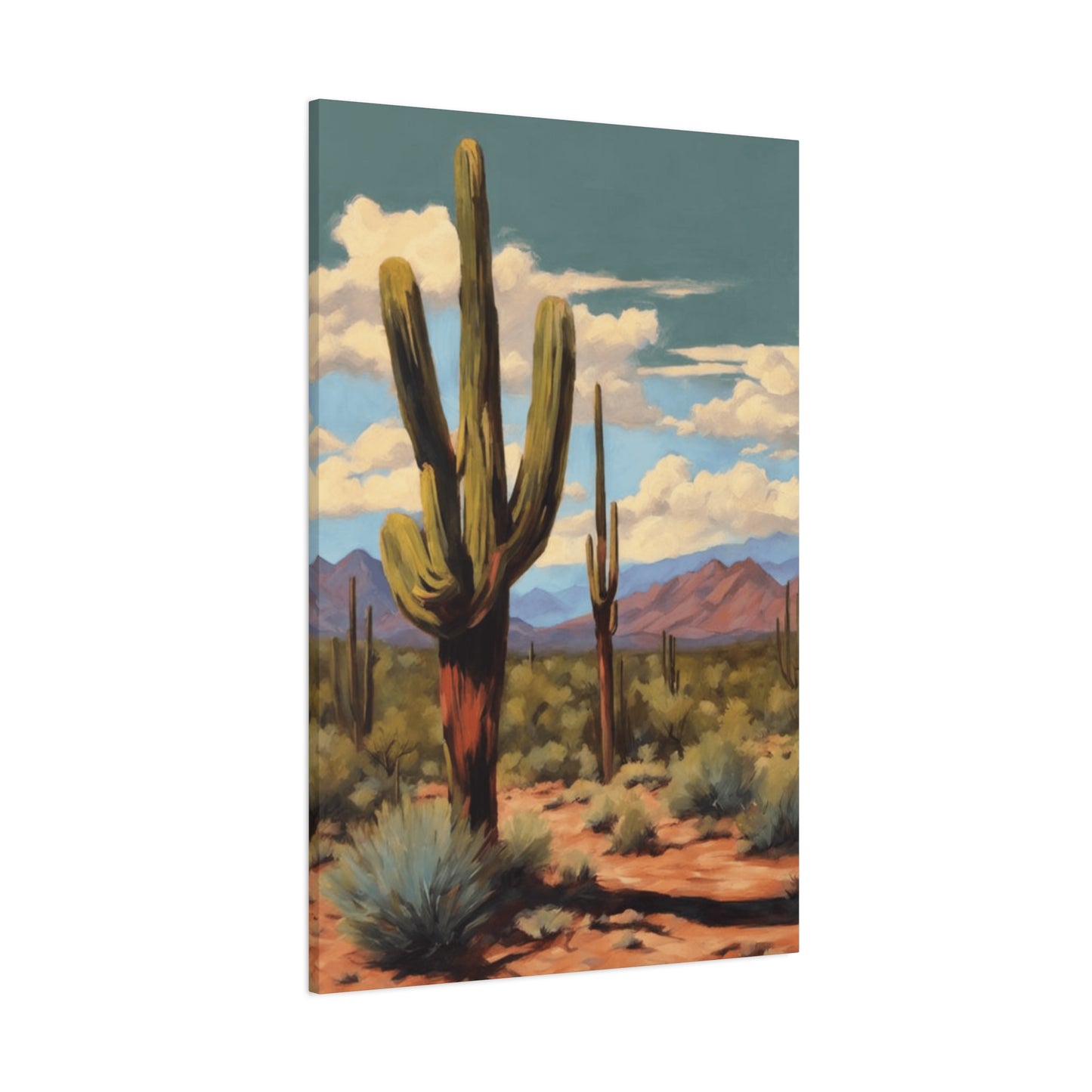 Cactus Standing in Desert Painting Wall Art & Canvas Prints