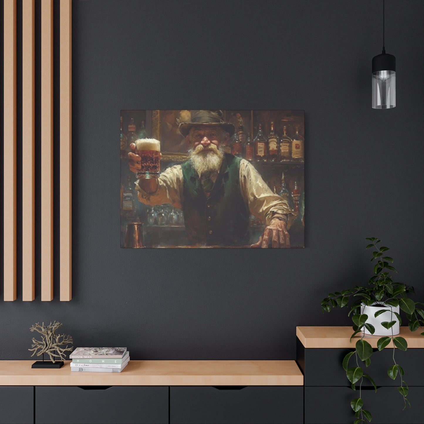 Old Man At Bar Painting Wall Art & Canvas Prints