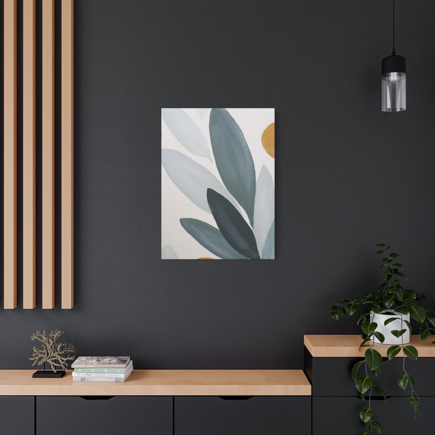Grey Leaves Deco Wall Art & Canvas Prints