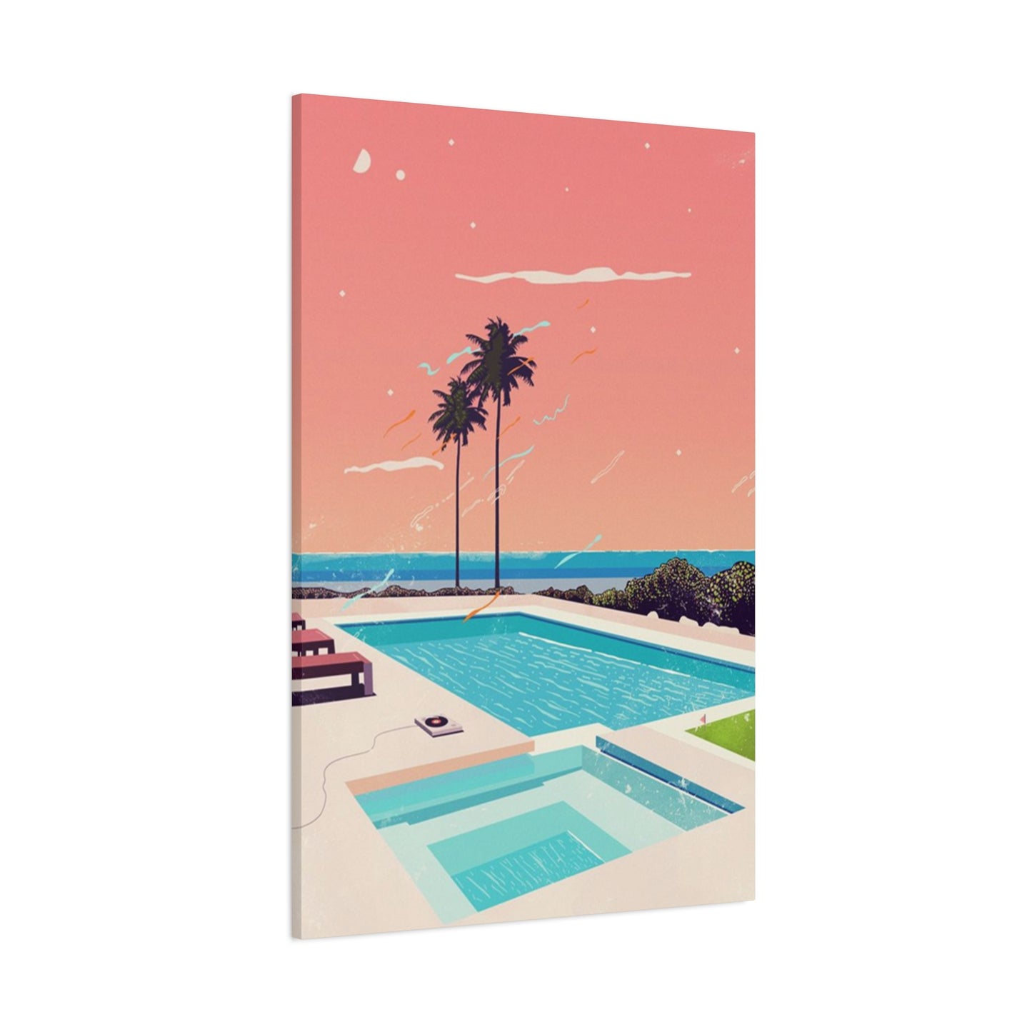 Swimming Pool In Resort With A Sunset Wall Art & Canvas Prints