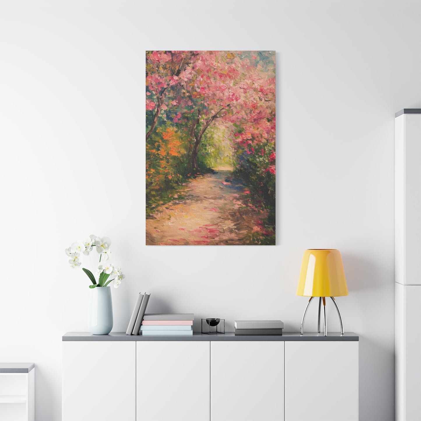 Pathway Pink Colorful Flowers Wall Art & Canvas Prints