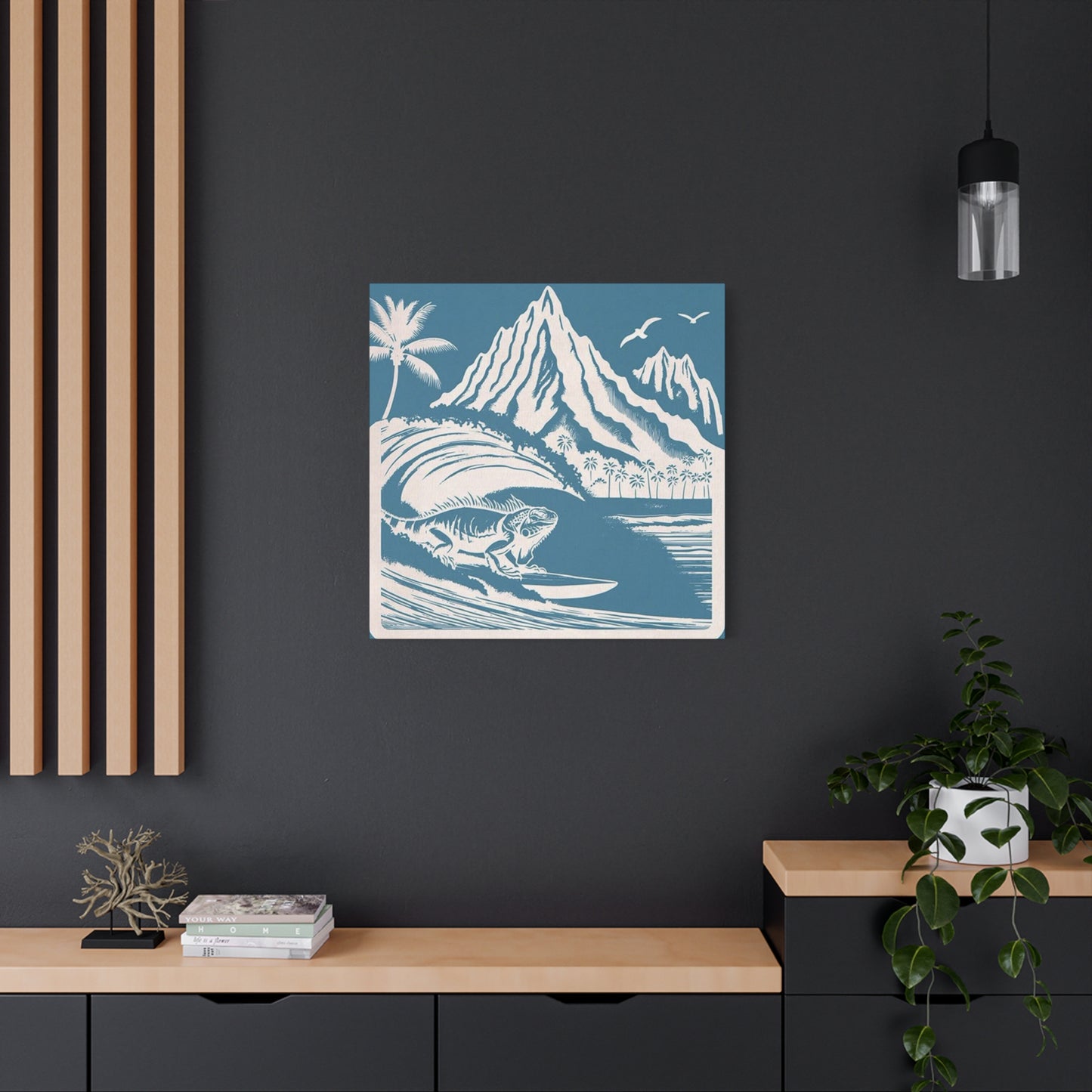 Chameleon Surfing Wall Art & Canvas Prints