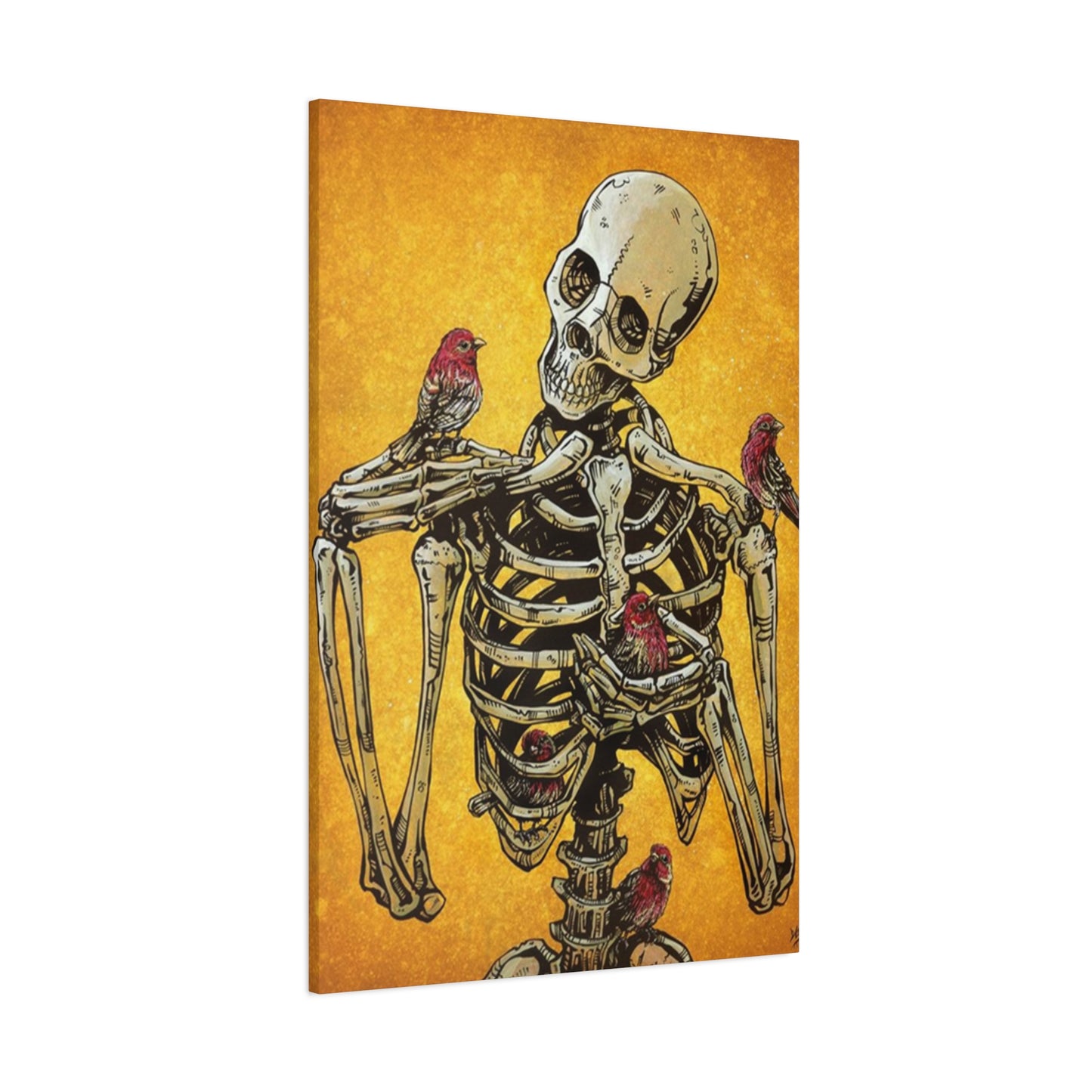 Bird On Skeleton Wall Art & Canvas Prints