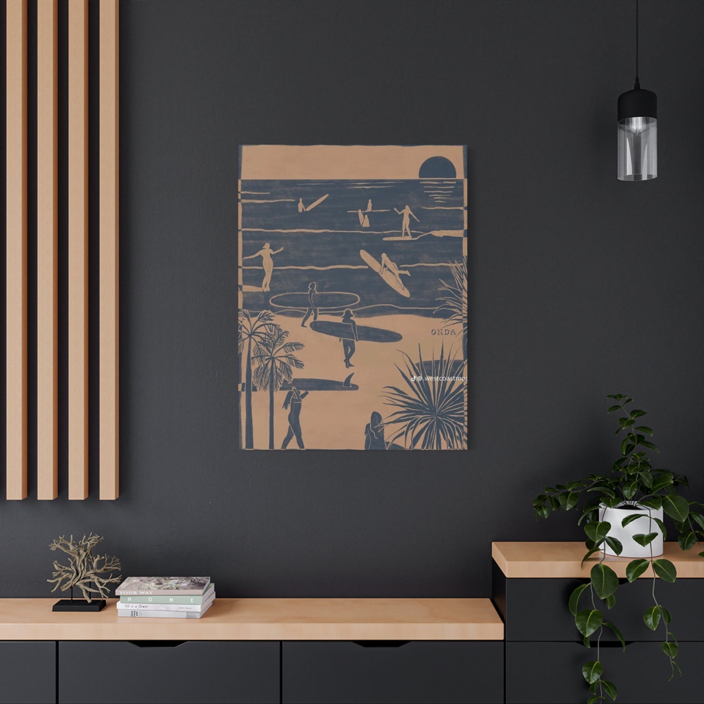 Beach Surfing Painting Wall Art & Canvas Prints