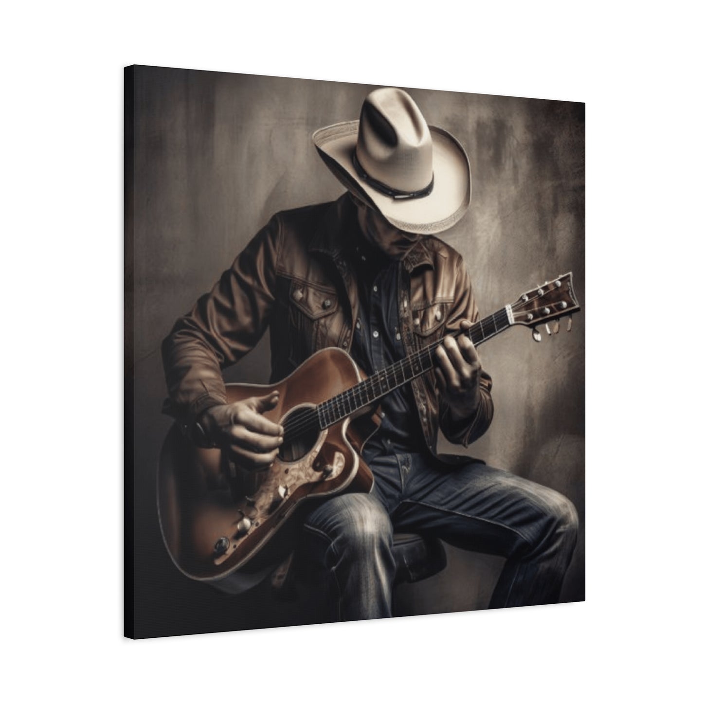 Cowboy Playing Guitar Wall Art & Canvas Prints