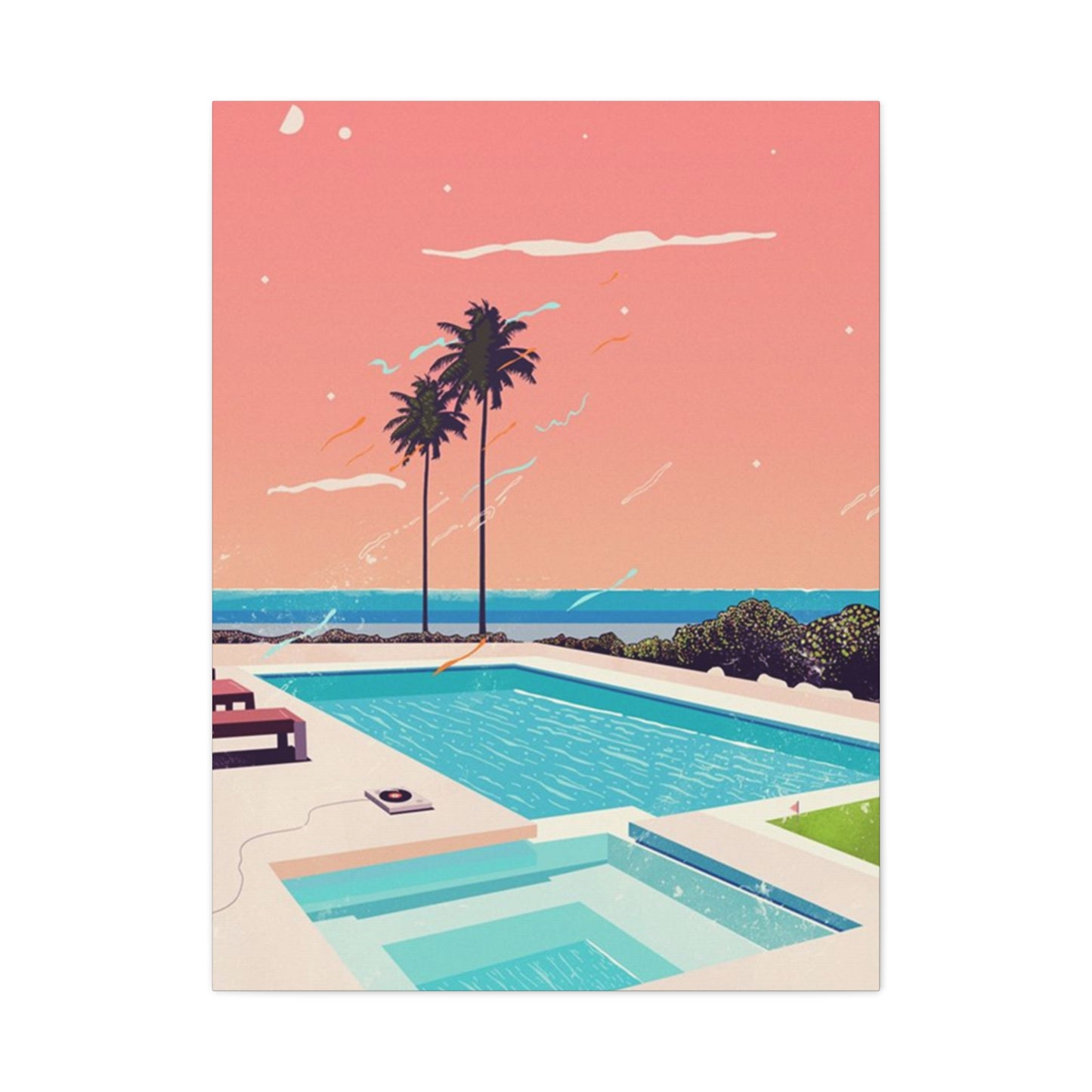 Swimming Pool In Resort With A Sunset Wall Art & Canvas Prints