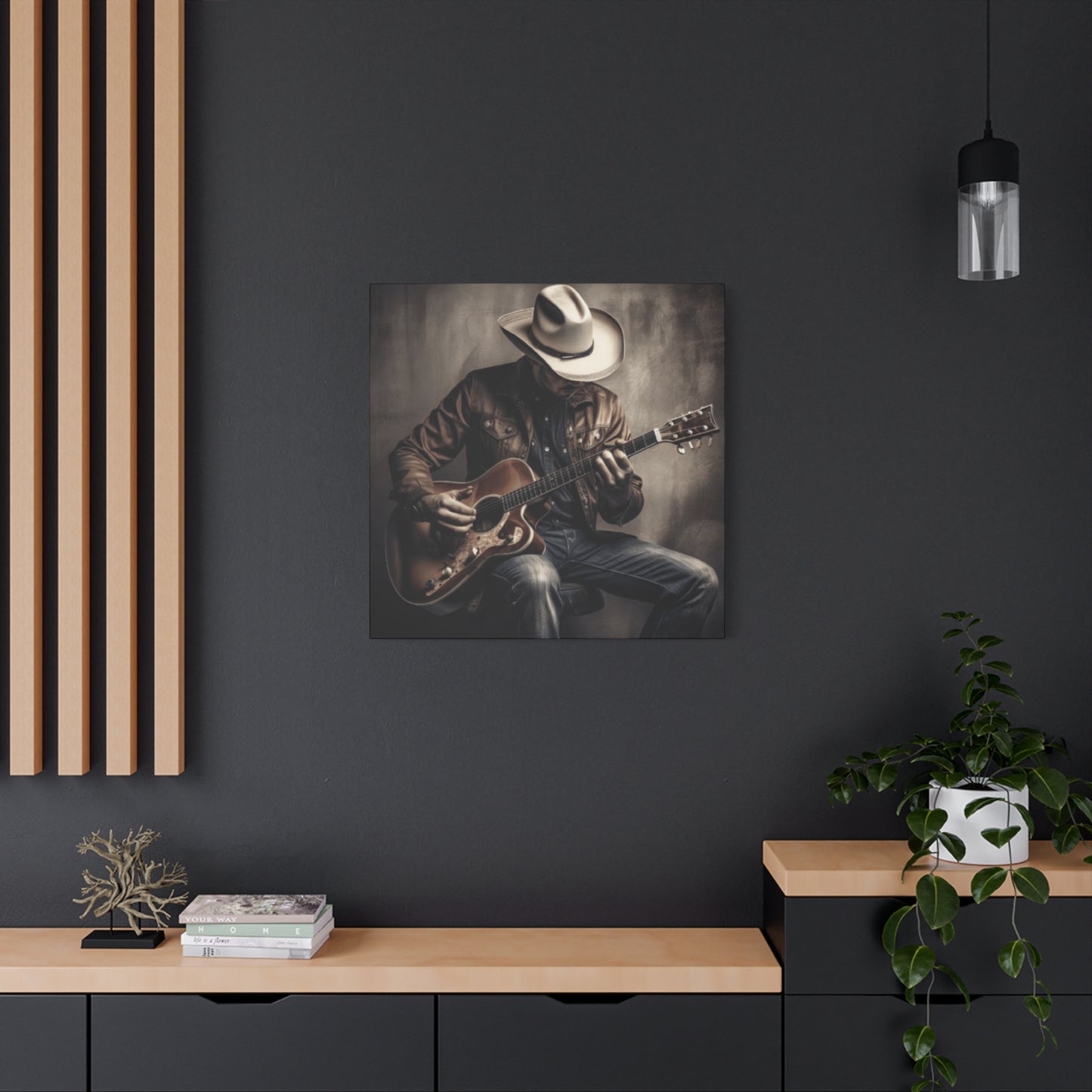 Cowboy Playing Guitar Wall Art & Canvas Prints