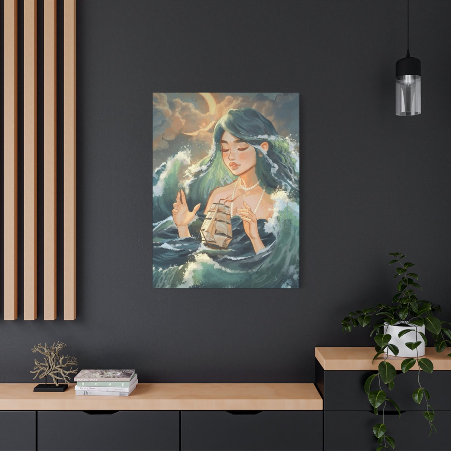 A Mermaid Playing With A Ship In Ocean Wall Art & Canvas Prints