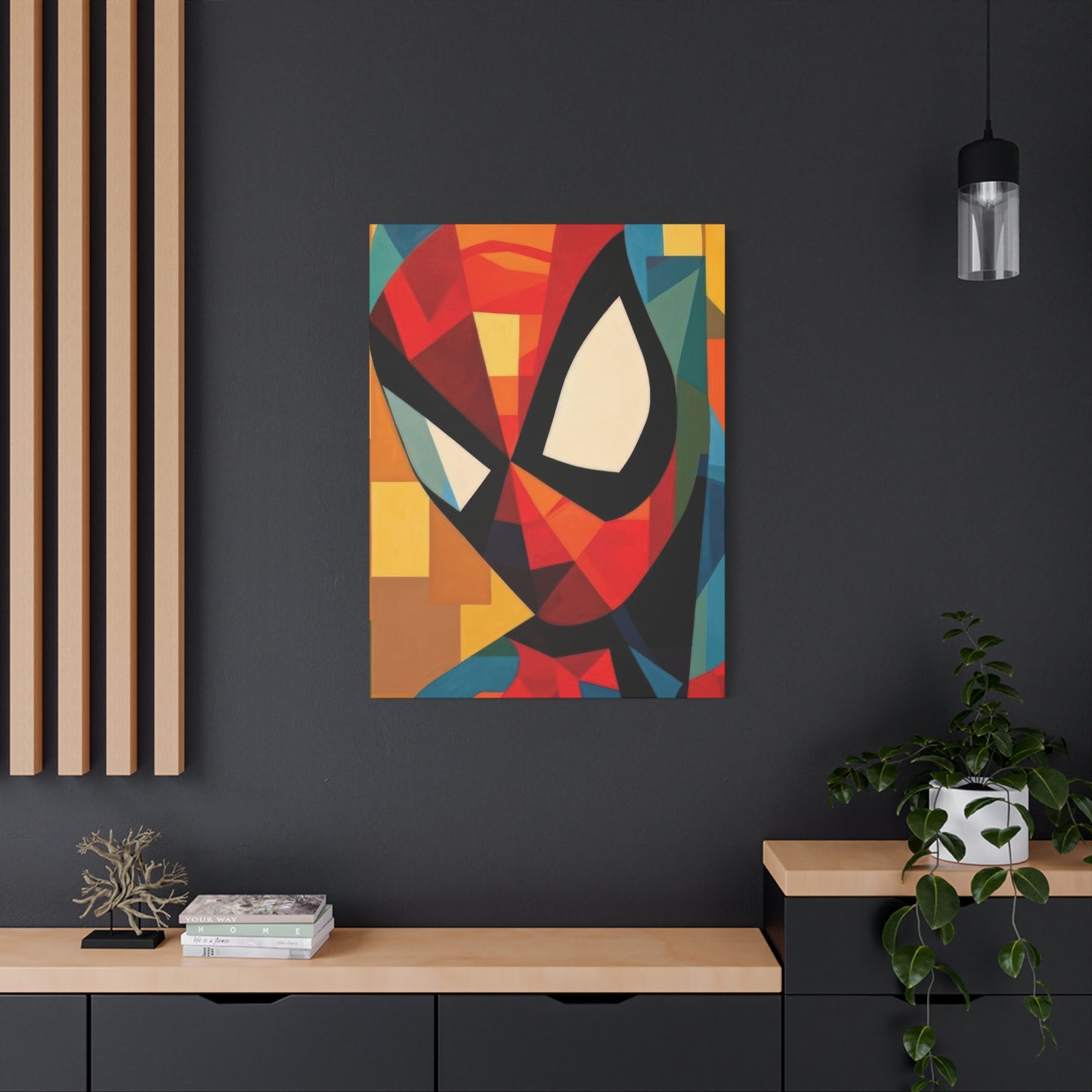 Spiderman Closeup Cubism Wall Art & Canvas Prints