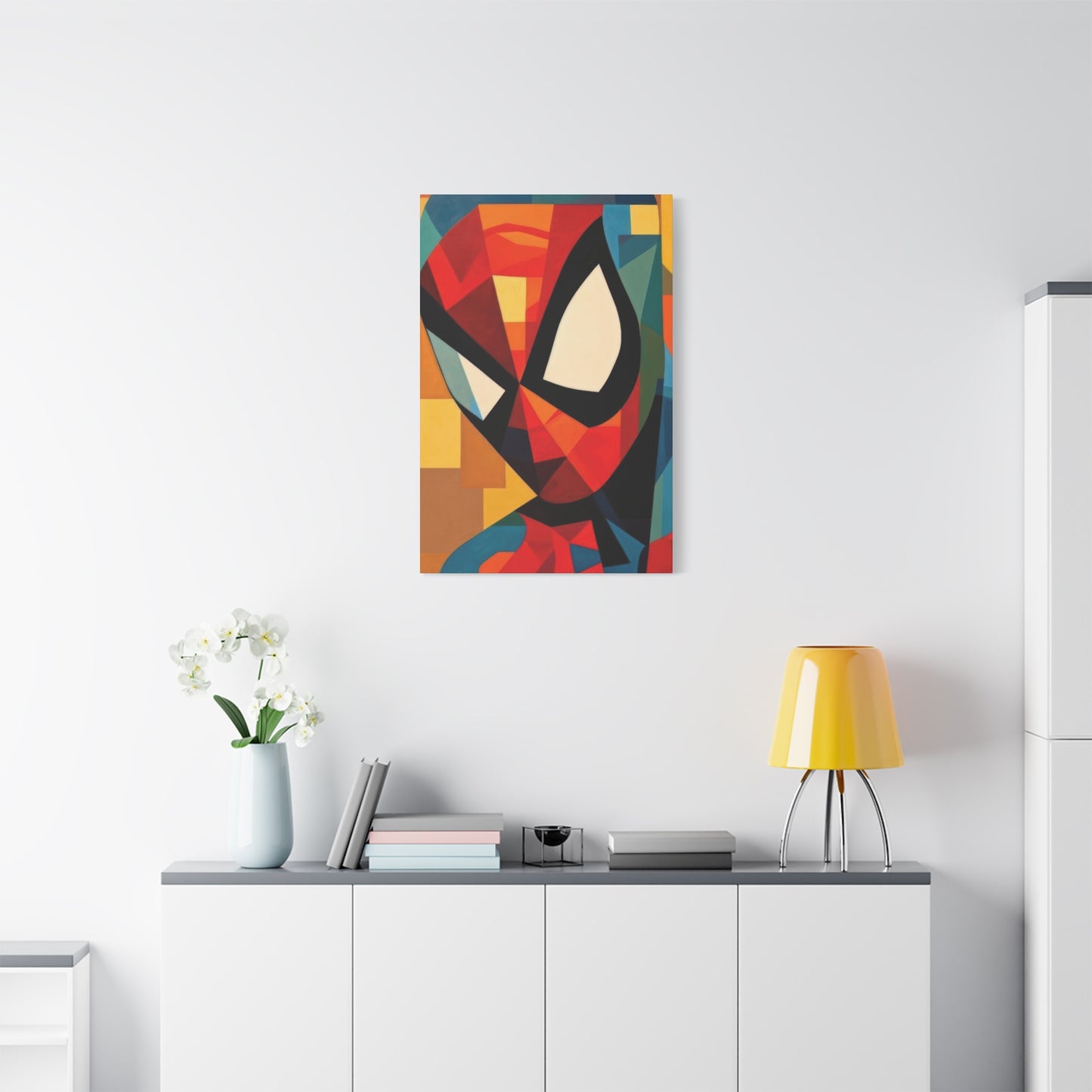 Spiderman Closeup Cubism Wall Art & Canvas Prints