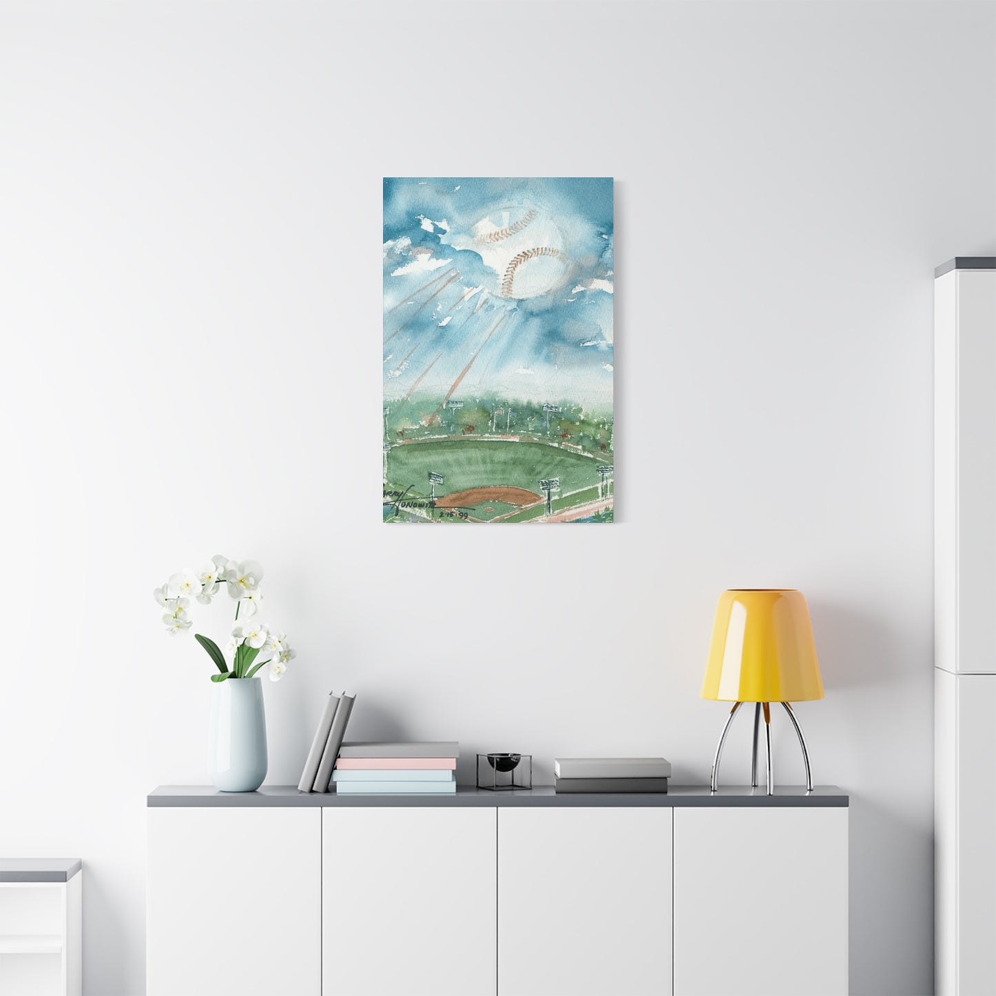 Baseball Water Painting Wall Art & Canvas Prints