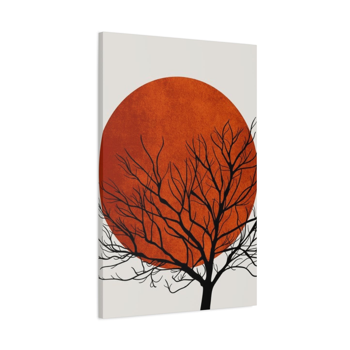 Dry Tree Silhouette with Orange Sun Wall Art & Canvas Prints