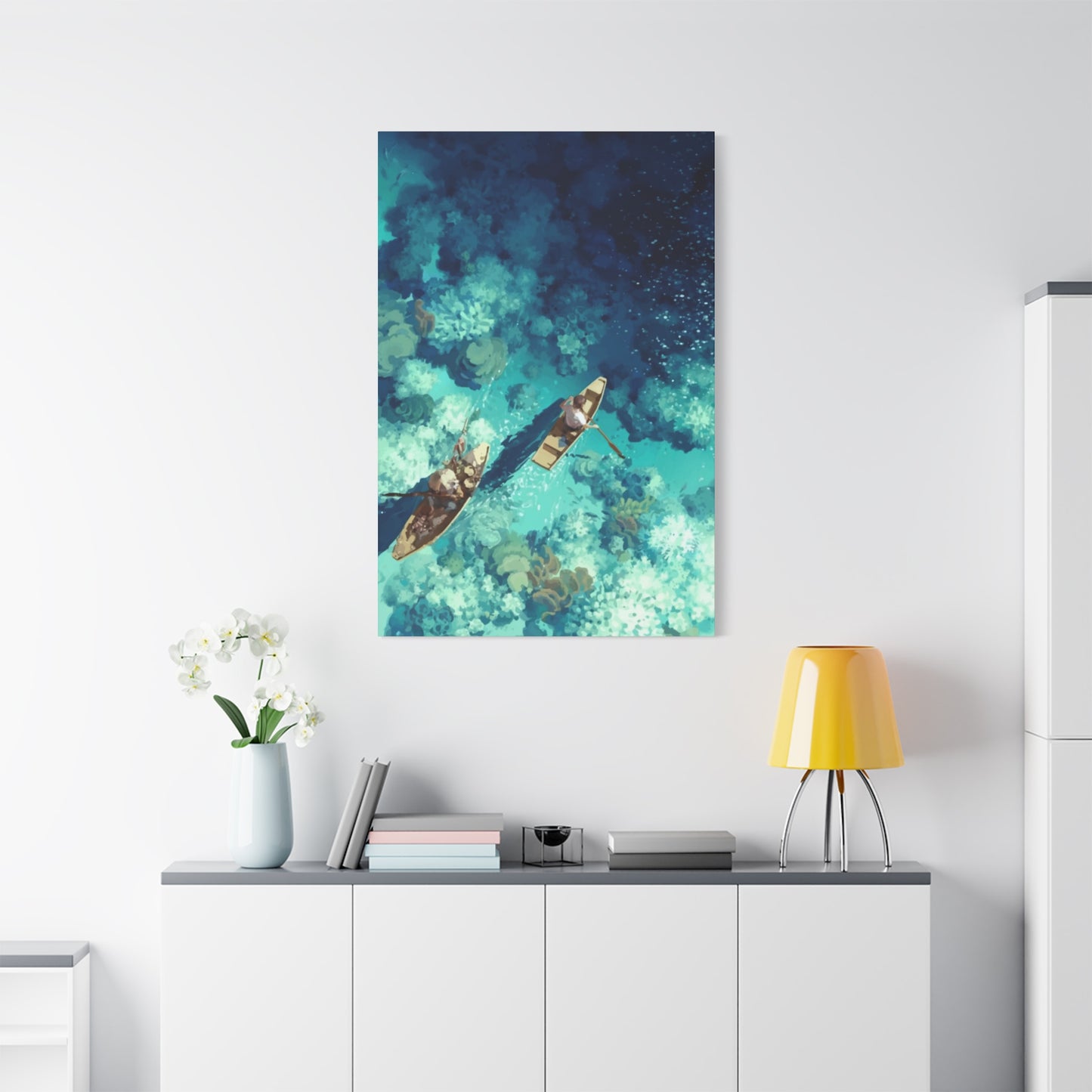Boat in Sea 3d View Wall Art & Canvas Prints