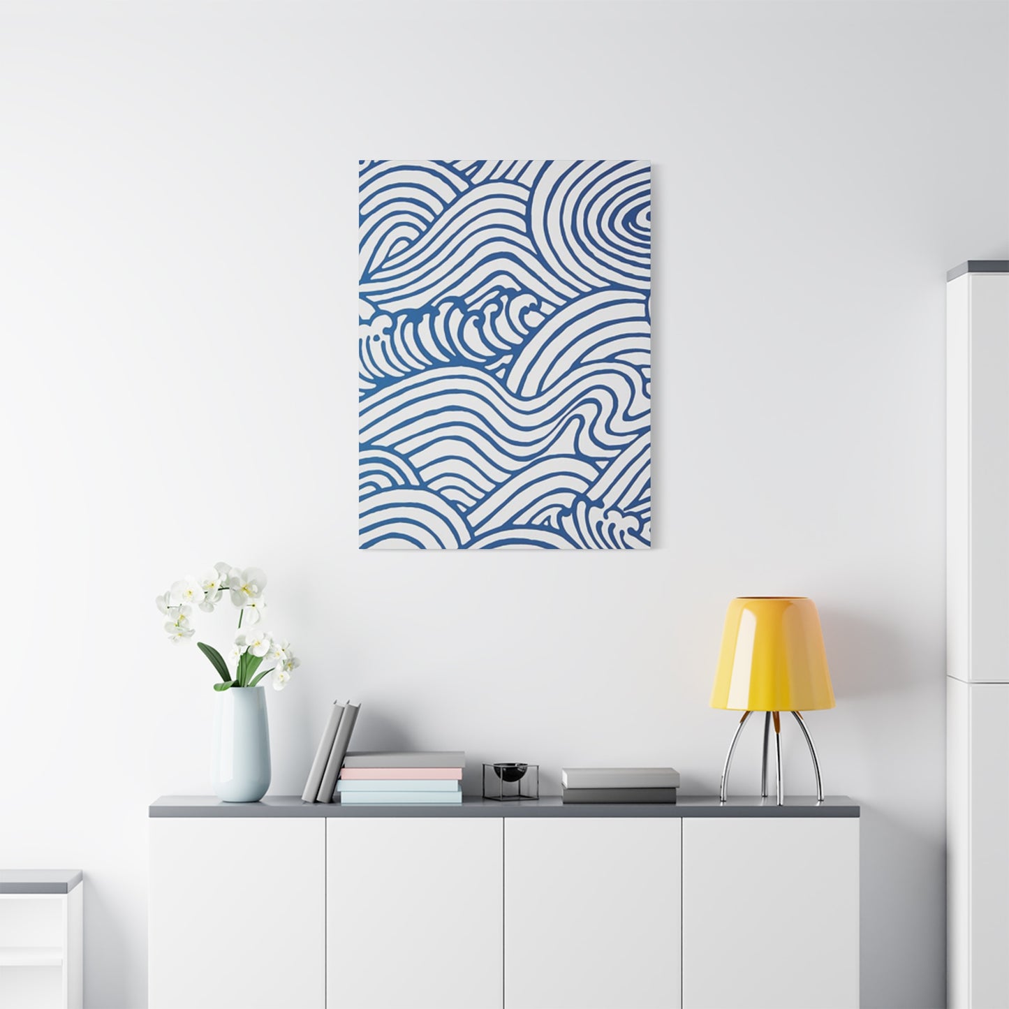 Blue Waves Drawing Wall Art & Canvas Prints
