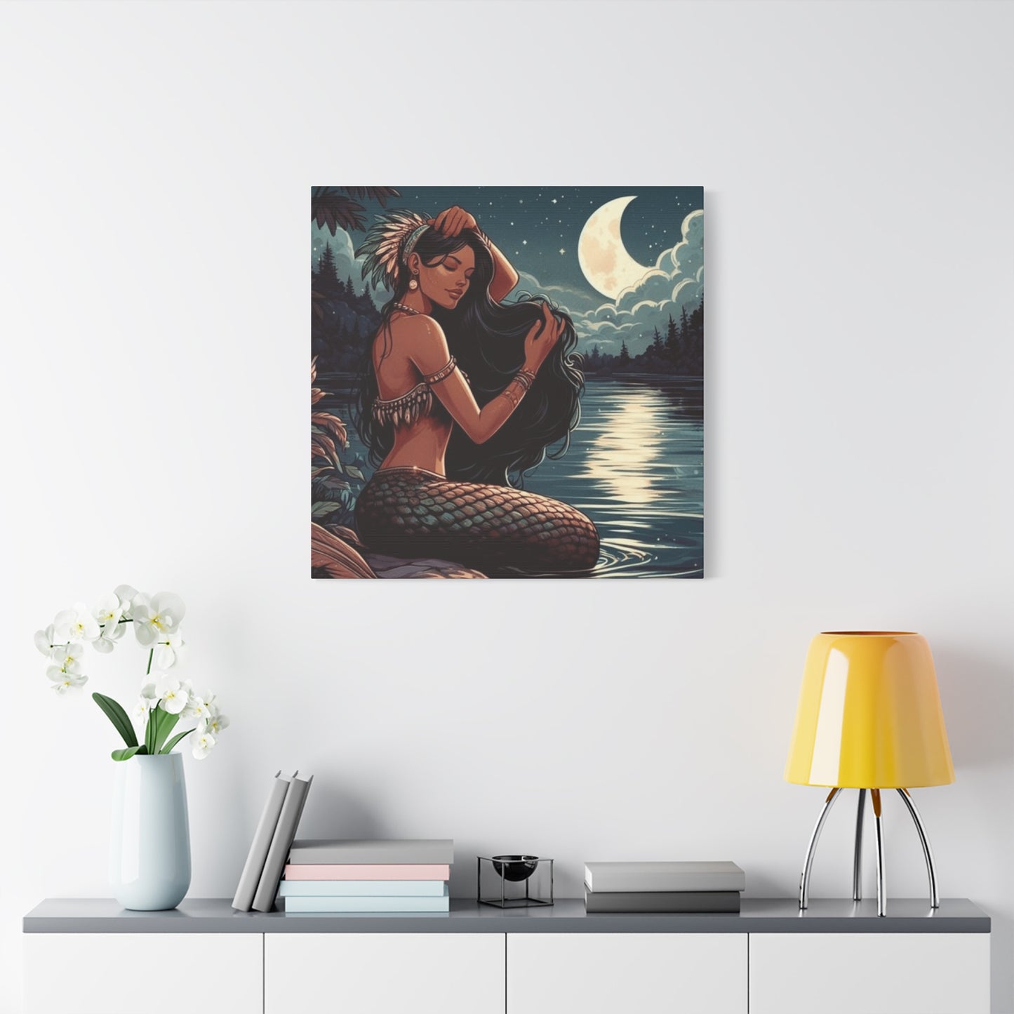 A Portrait Of Mermaid At Night Wall Art & Canvas Prints